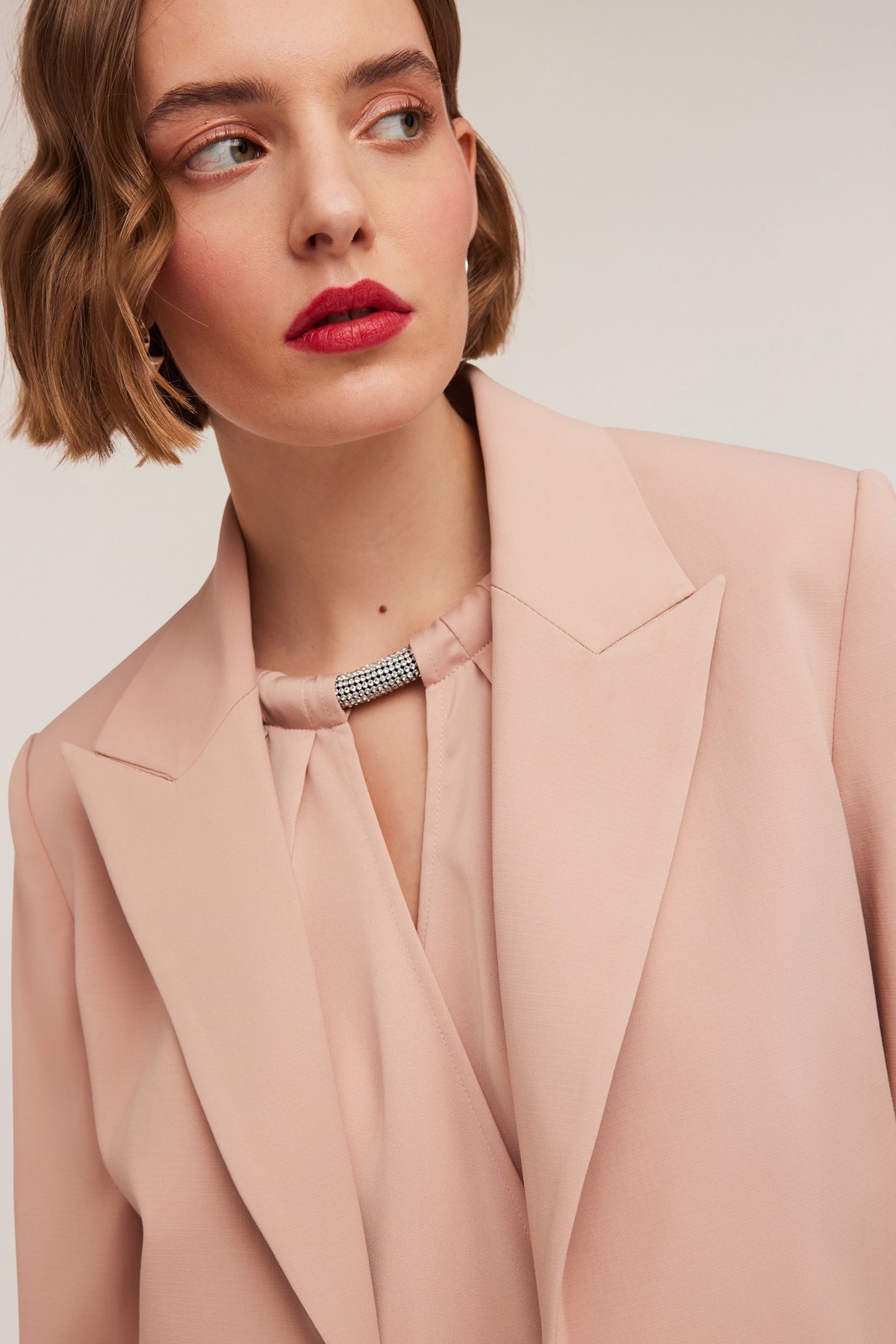 COTTON BLEND CANVAS SPENCER JACKET POWDER PINK 5