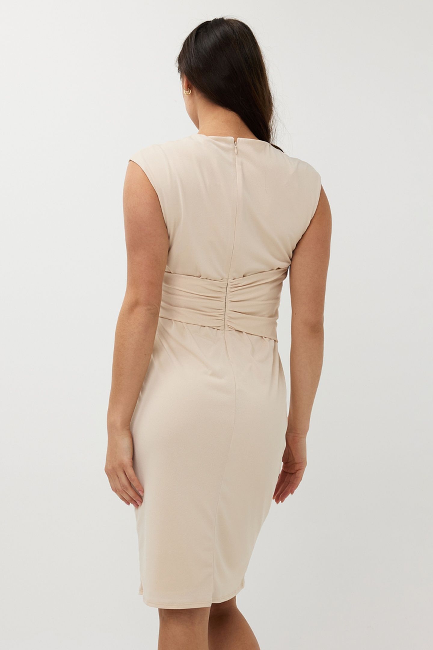 DRESS SLV/LSS WAIST DETAIL SAND 3