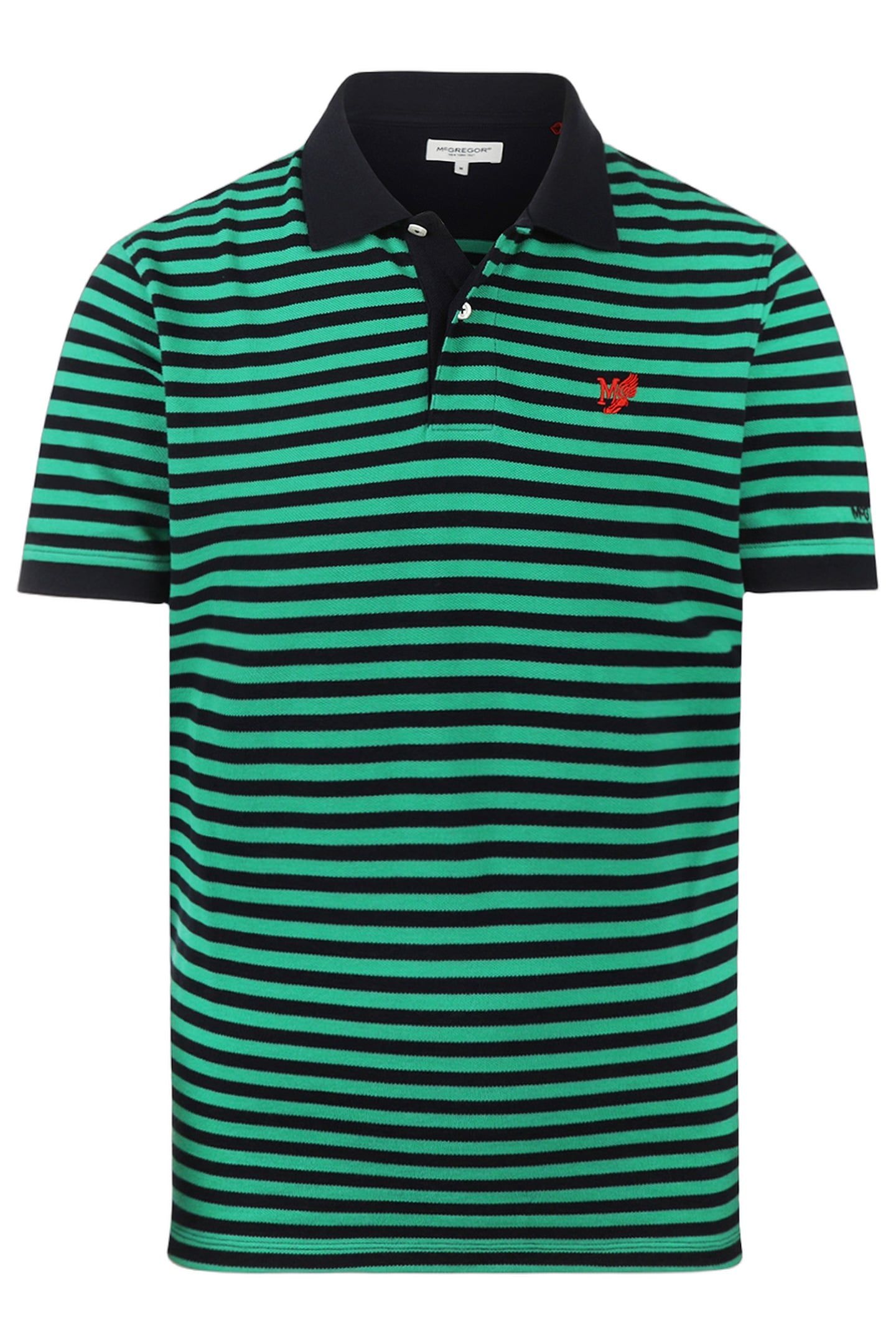 PIQUE STRIPE POLO MEDIUM GREEN 1