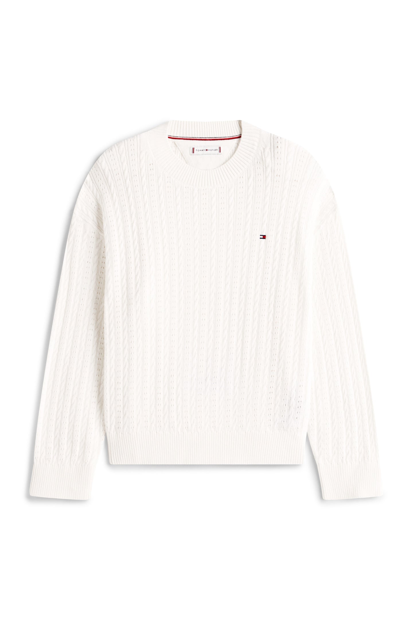 GIRLS POINTELLE CABLE SWEATER IVORY SILK 4