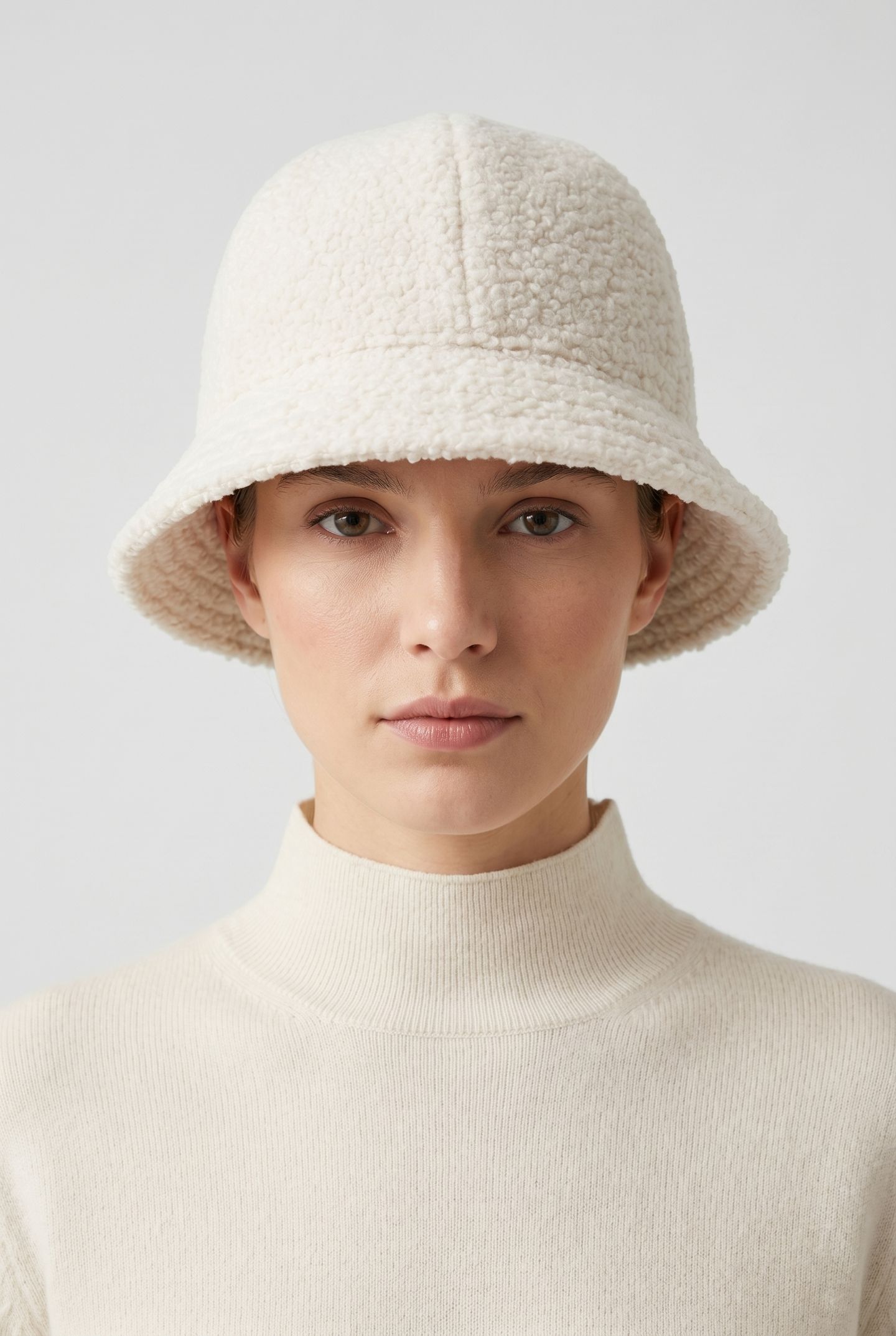 WALNUT BOUCLE BUCKET HAT WHITE 1
