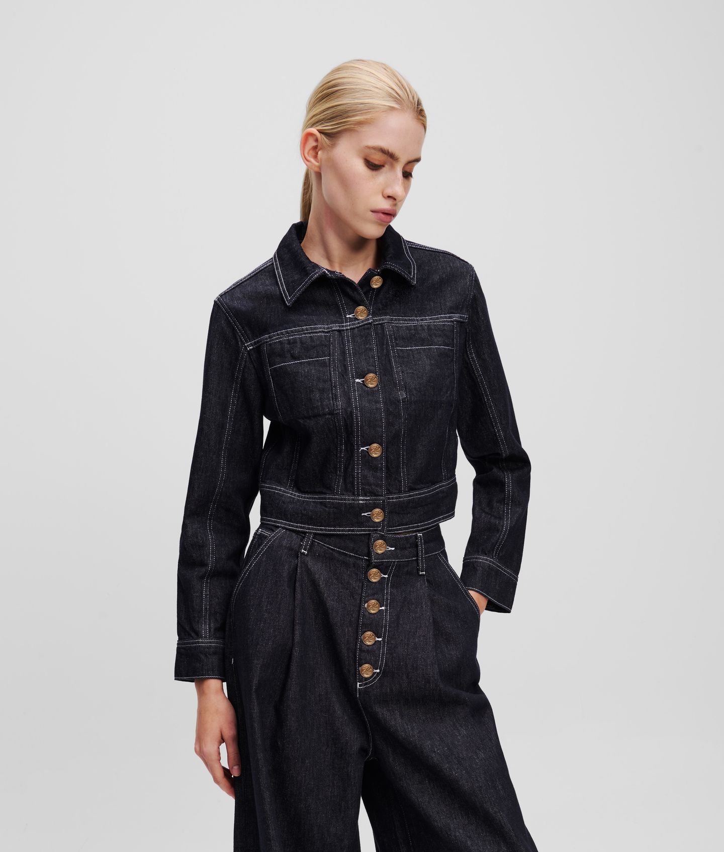 BUTTON DENIM JACKET DARK BLUE DENIM 1