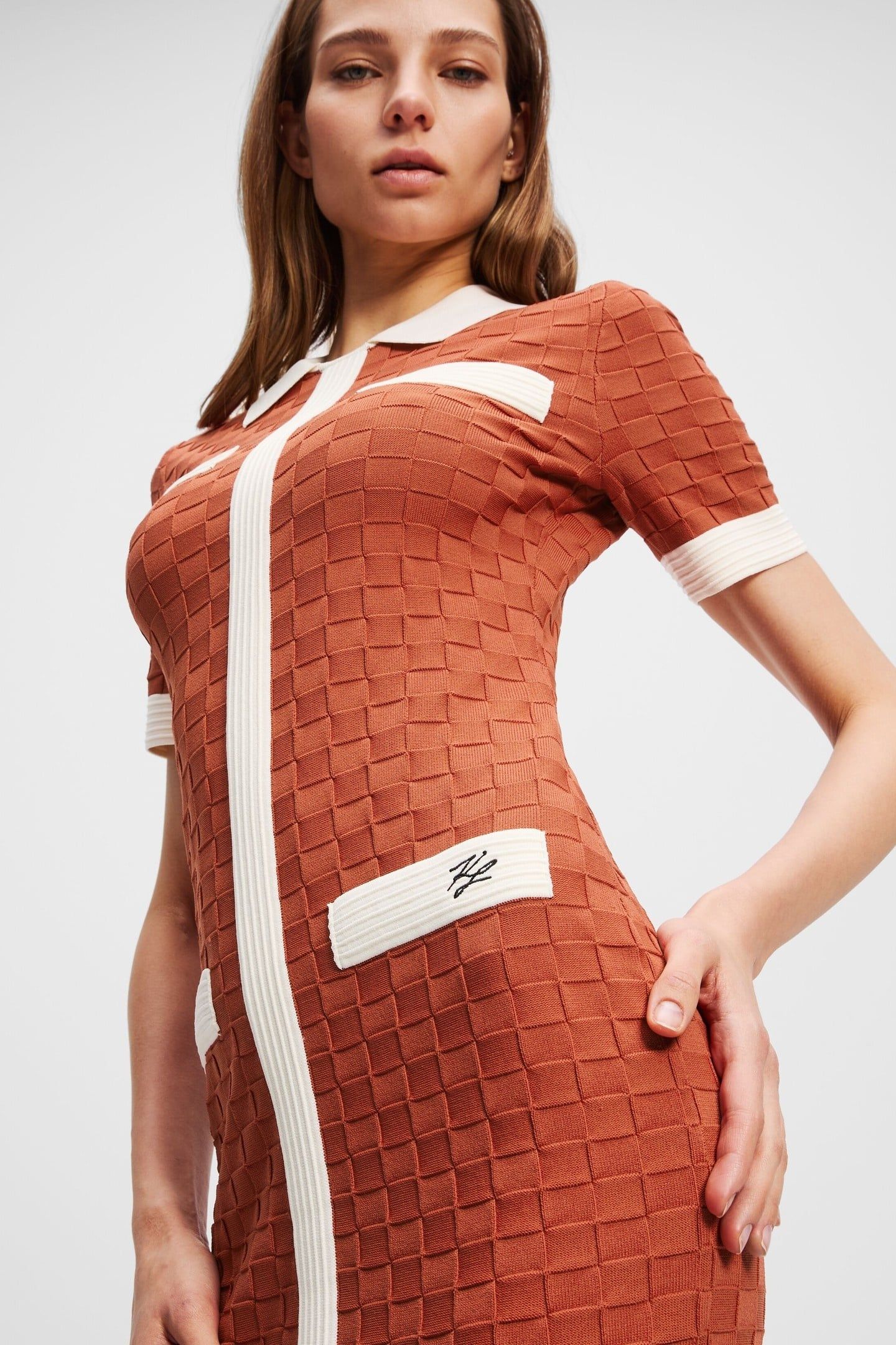 POLO CONTRAST KNIT DRESS CINNABAR 6