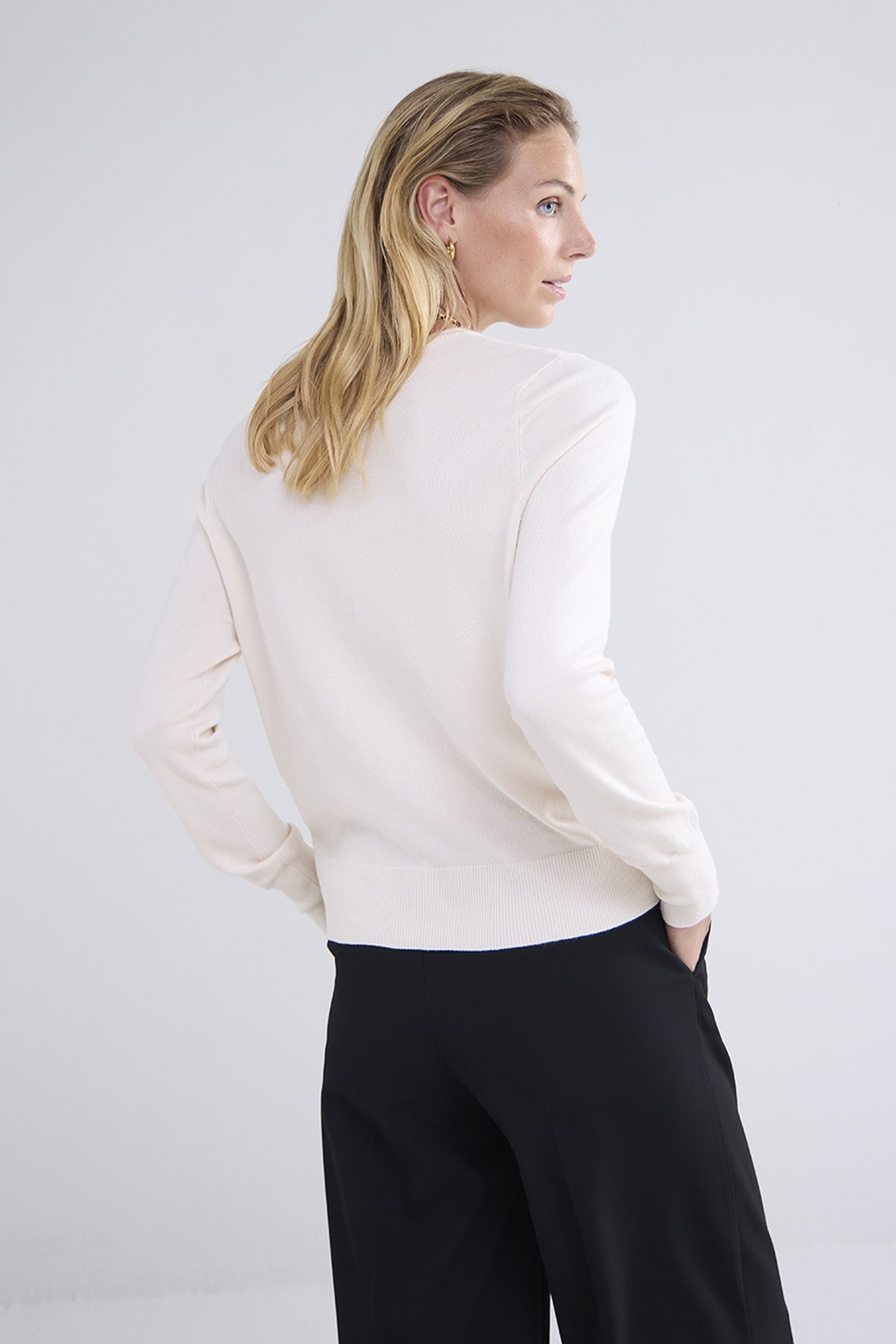 SHORT CARDIGAN SOFT VISCOSE POLYAMIDE KNIT IVORY 3