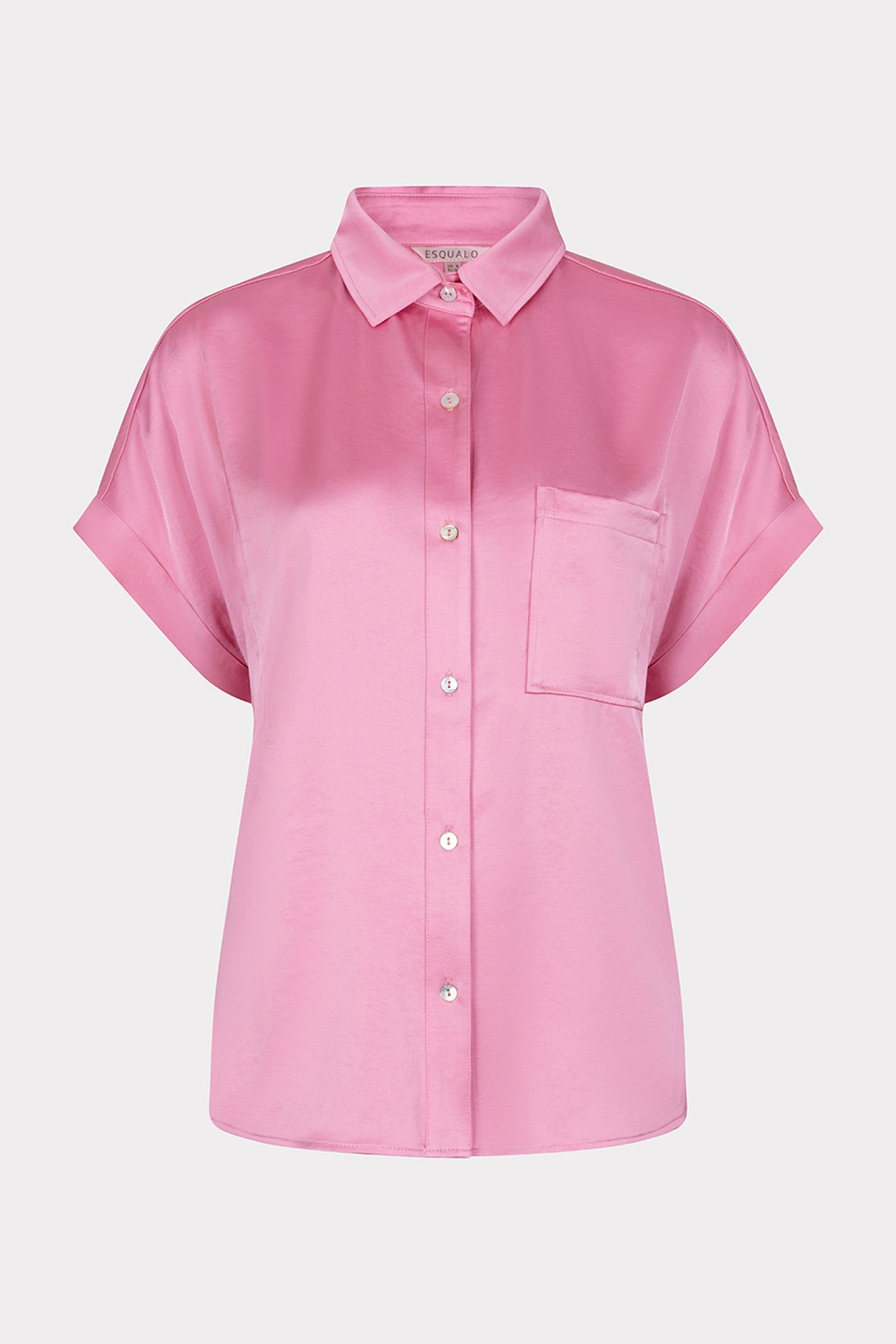 BLOUSE S/SLVE POCKET SATIN LOOK ROSE 4