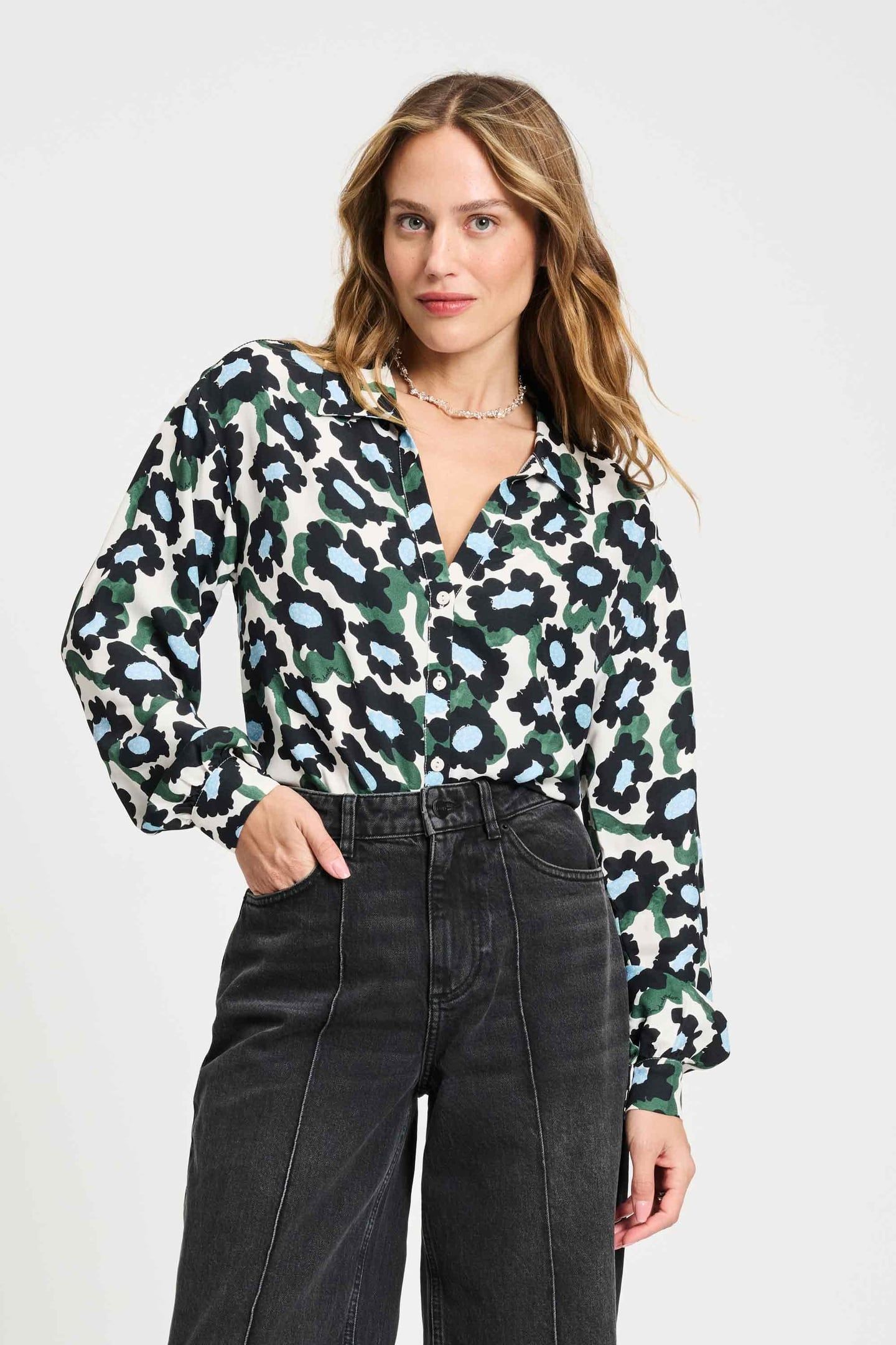 BLOUSE - VIOLET WILD FLOWERS ECRU 1
