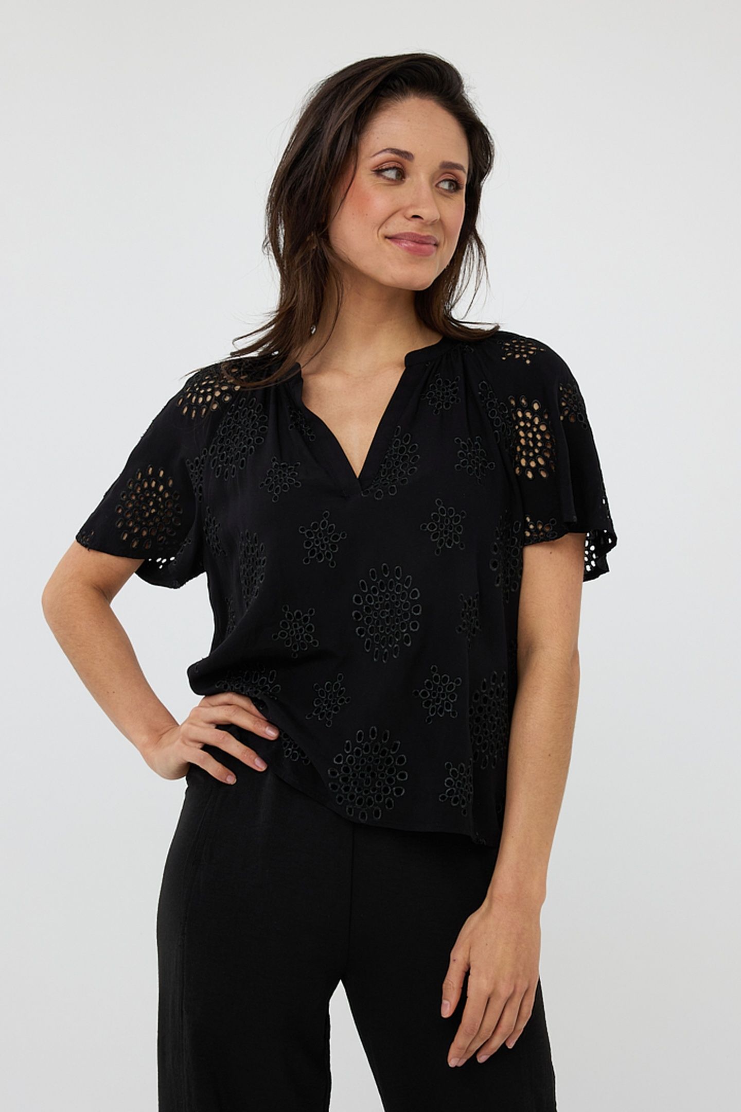 BLOUSE ALLOVER EMBROIDERY BLACK 2