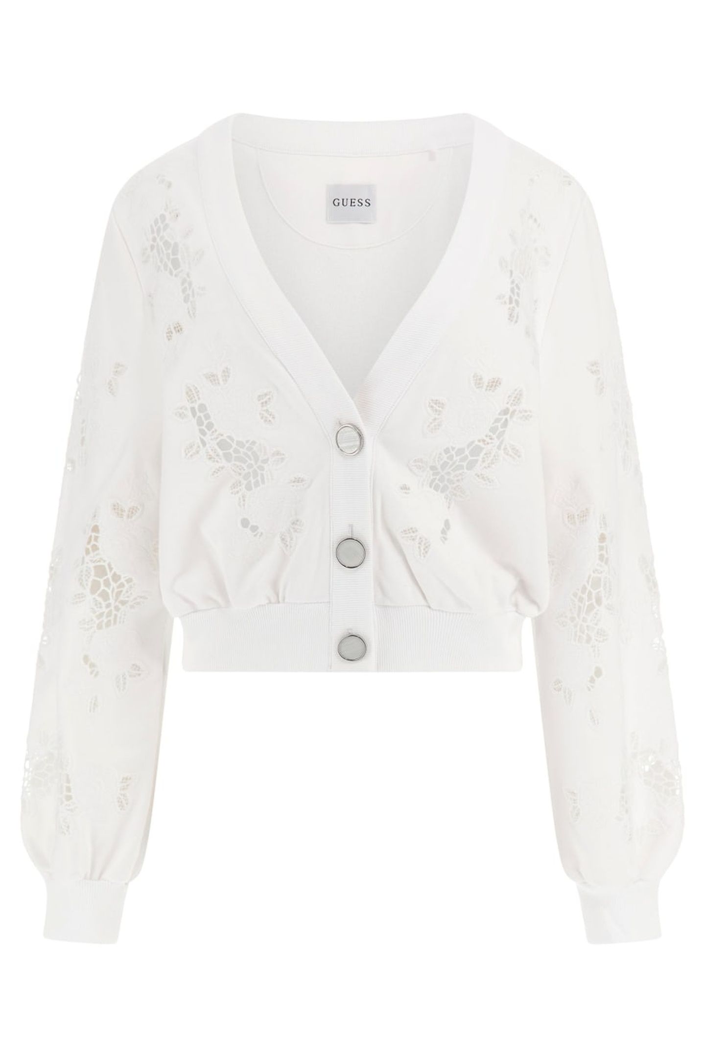 GUESS ECO LS CARDIGAN CUT OUT PURE WHITE 5