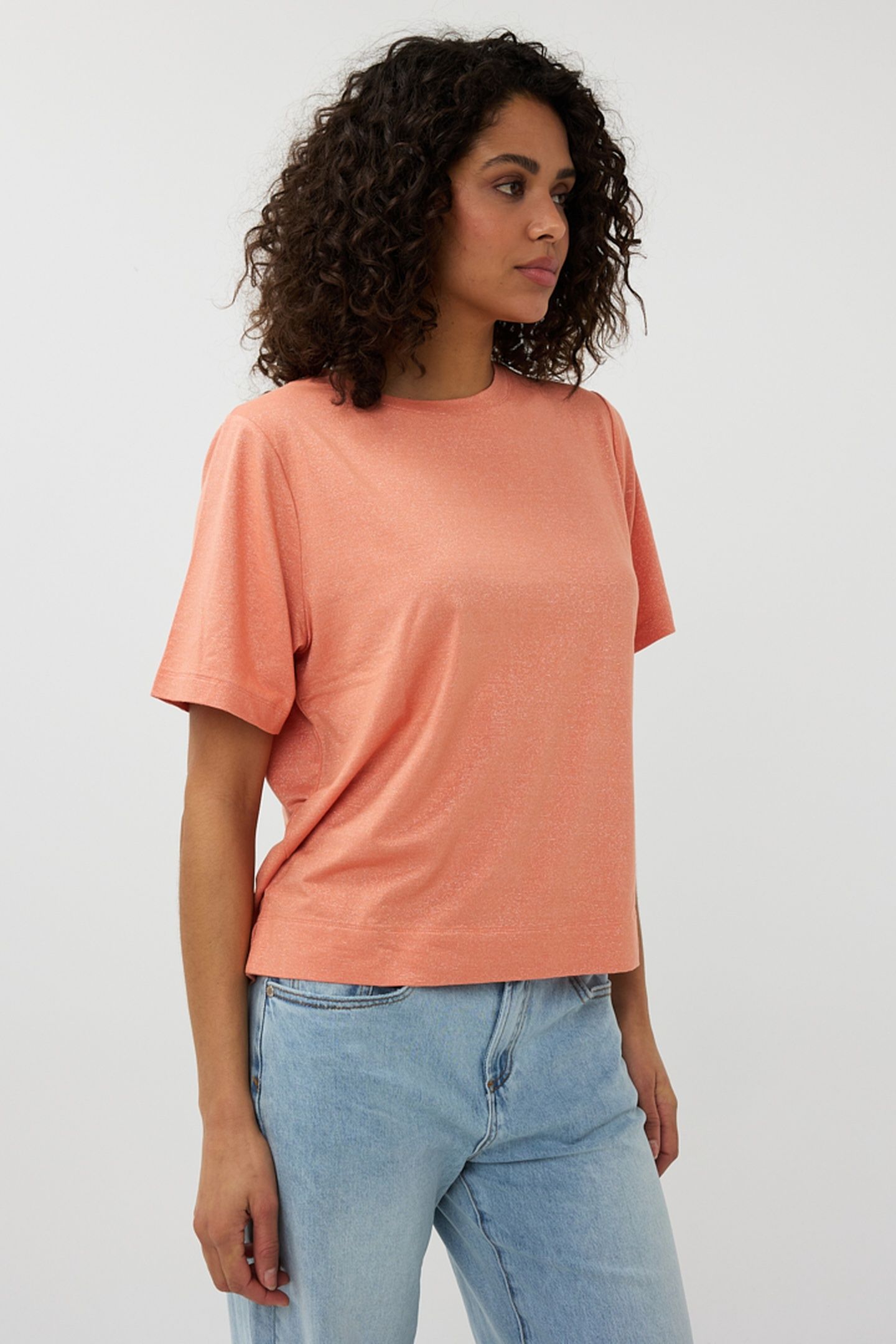 T-SHIRT S/SLVE WIDE FIT LUREX APRICOT 4