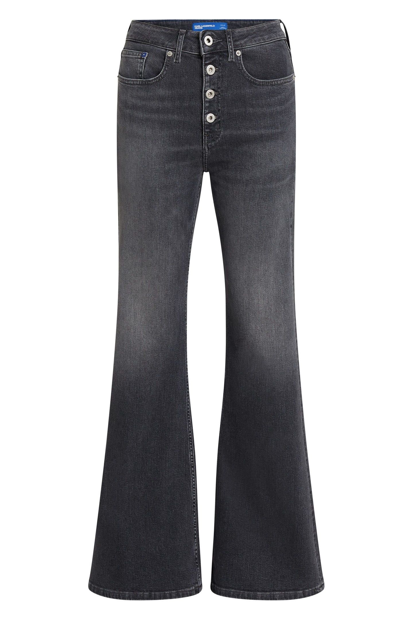 FLARED SHANK DENIM VISUAL WASHED BLACK 3