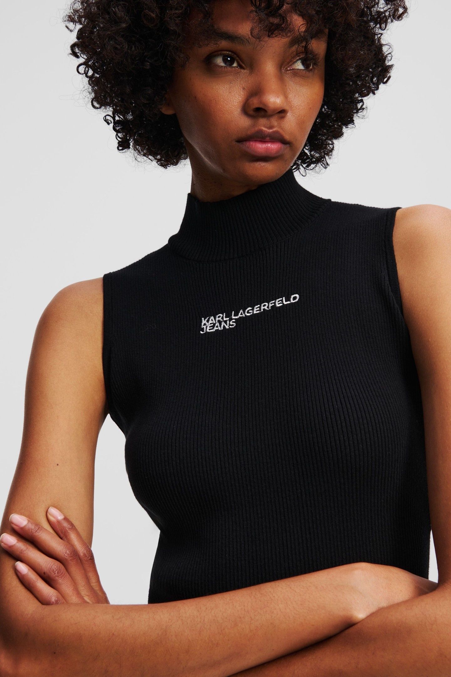SLESS MOCK NECK KNIT DRESS BLACK 6