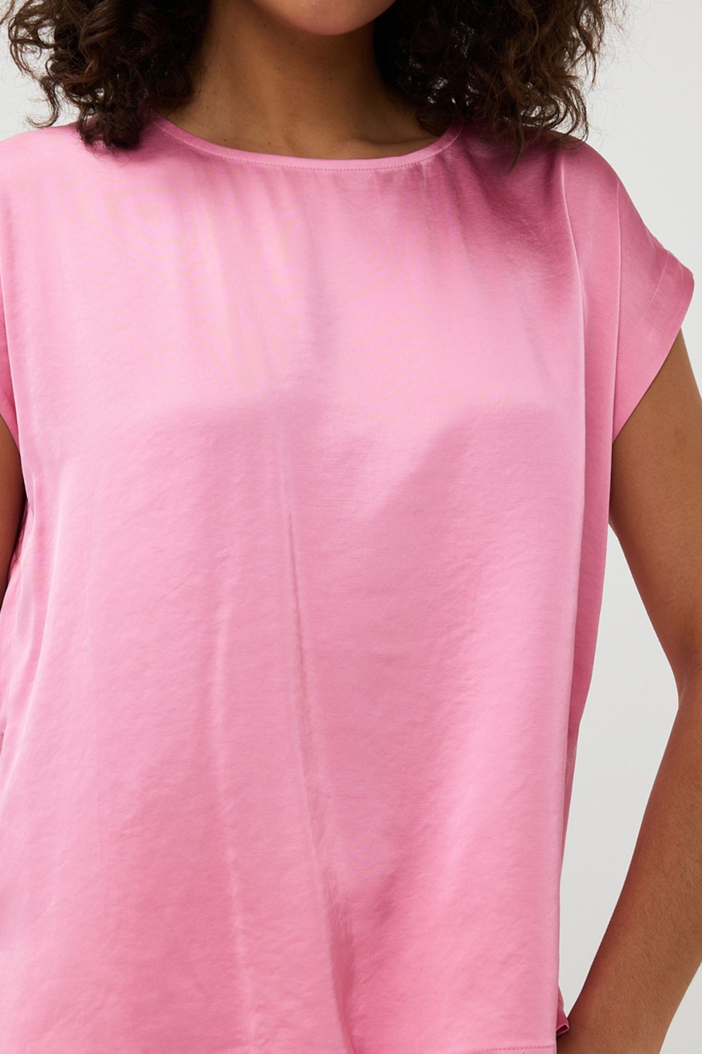 BLOUSE R-NECK SATIN LOOK ROSE 7