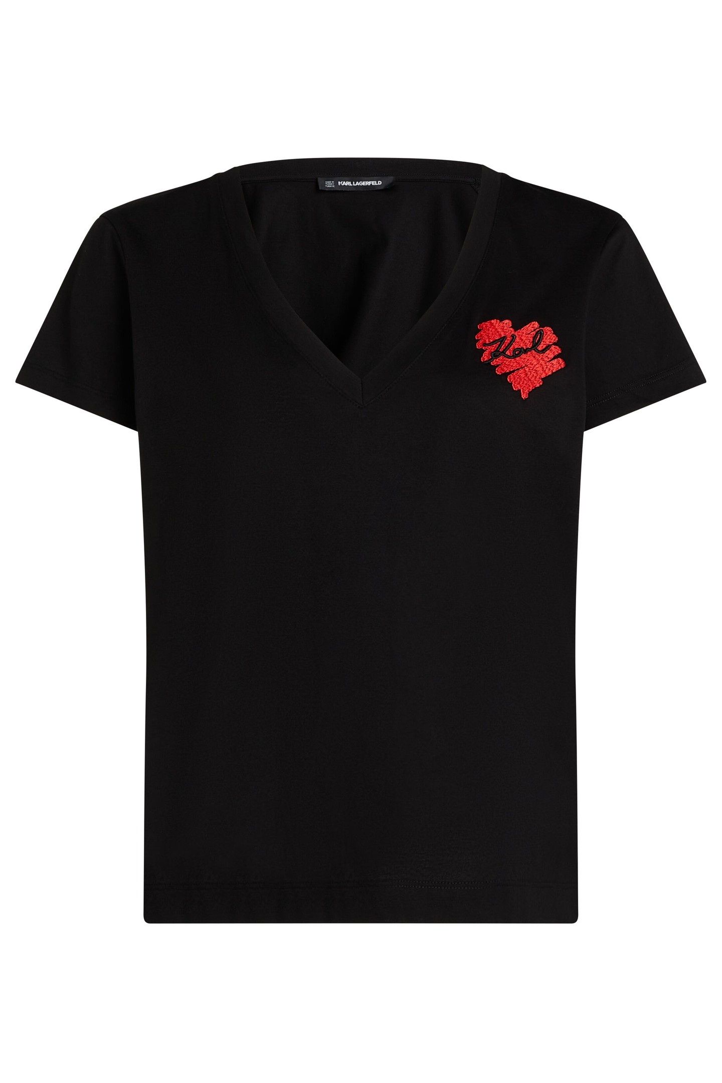 HEARTS V-NECK T-SHIRT BLACK 3