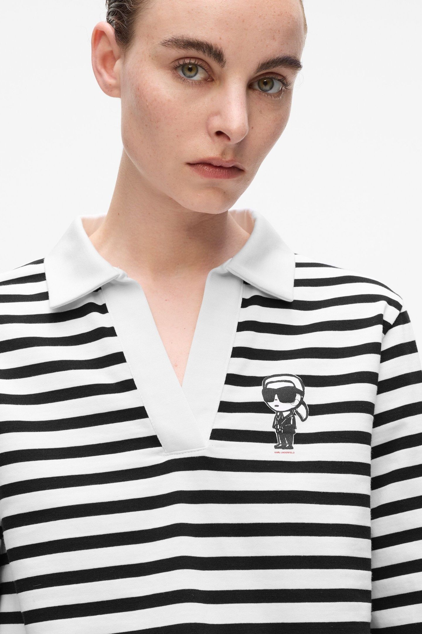 IKON SKETCH STRIPE LONGSLEEVE POLO BLACK-CANNOLI CREAM 4