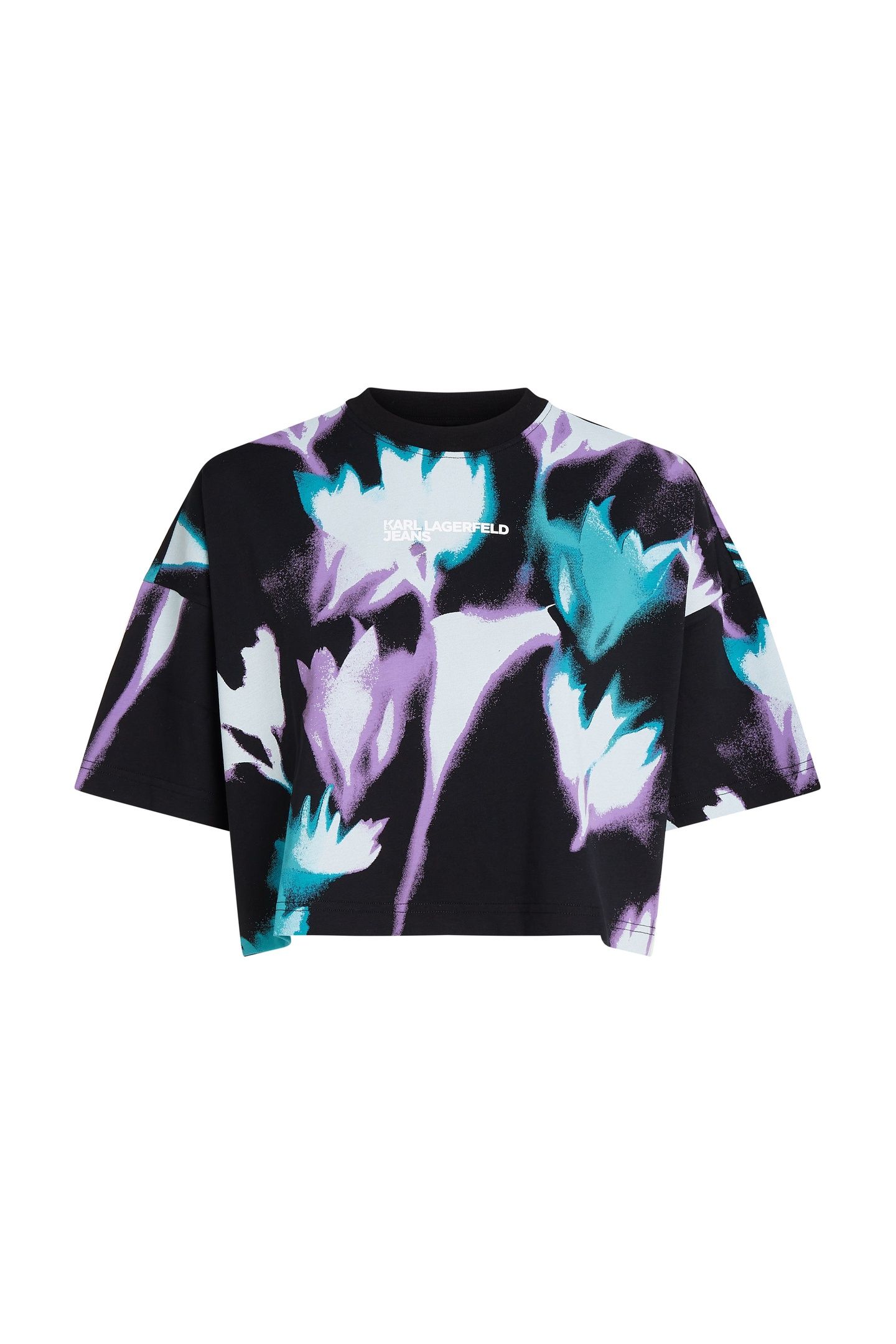 KLJ OVERSIZED CROP AOP TEE FLORAL AOP BLACK 6