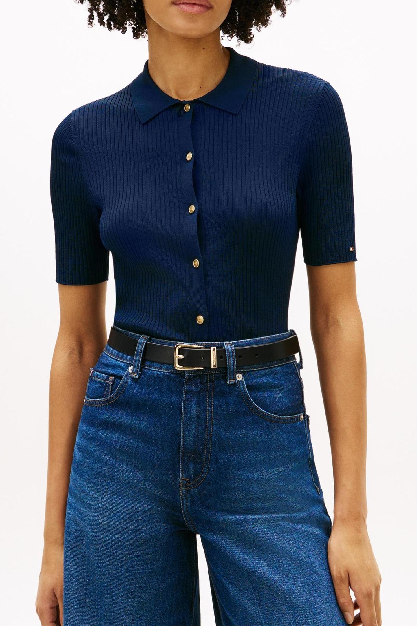RAYON RIB SLIM POLO DARK NIGHT NAVY 1