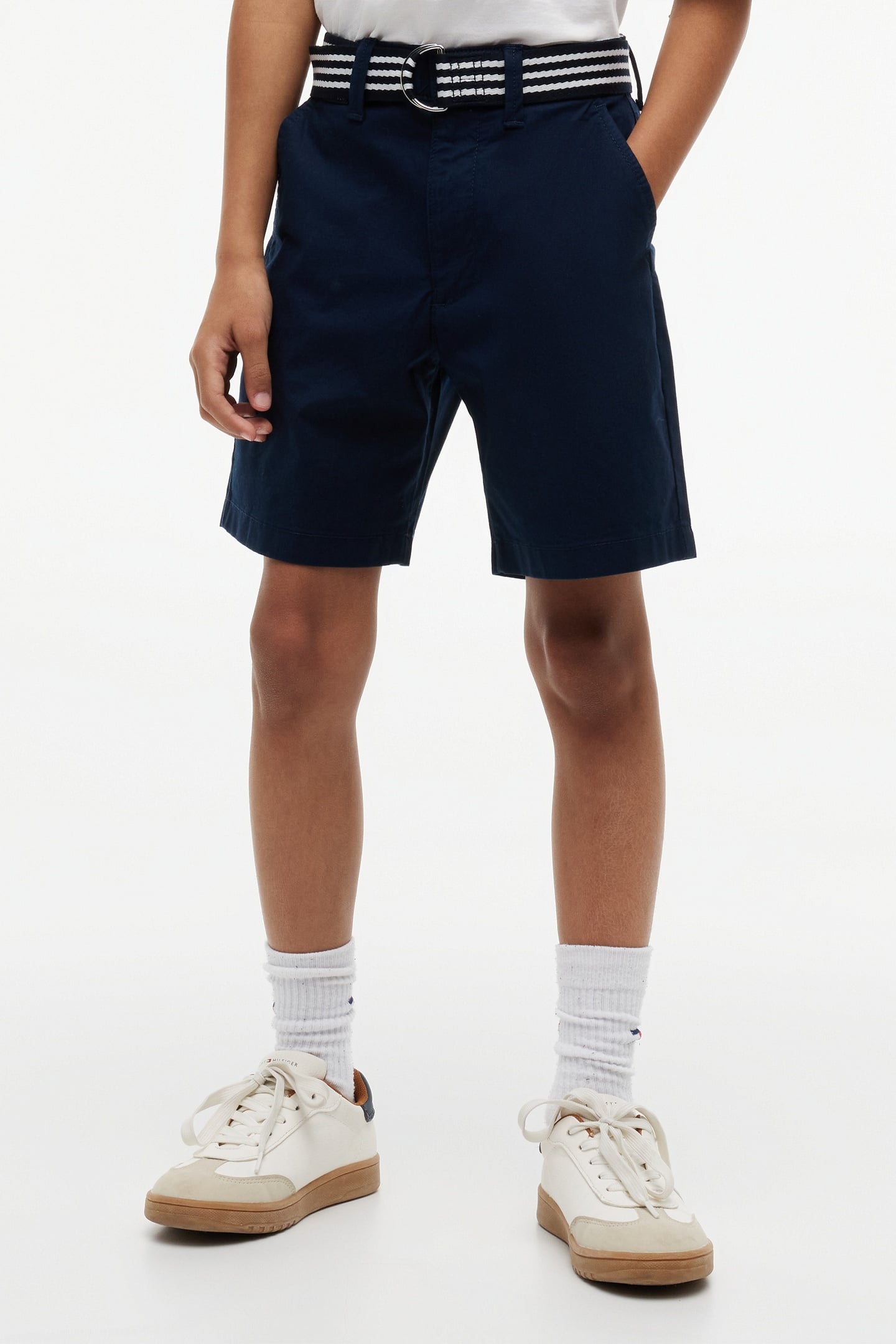 BOYS BAGGY CHINO BELTED SHORTS DARK NIGHT NAVY 2