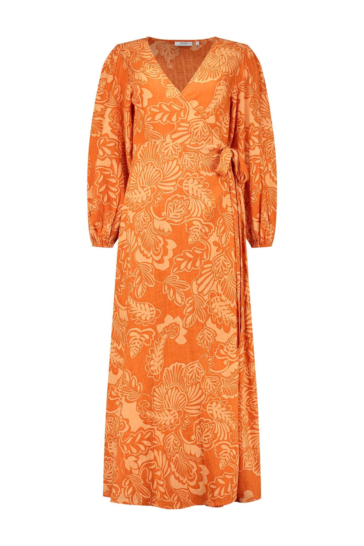 NAIROBI DRESS ARTSY LEAVES FRESH APRICOT ORANGE 5