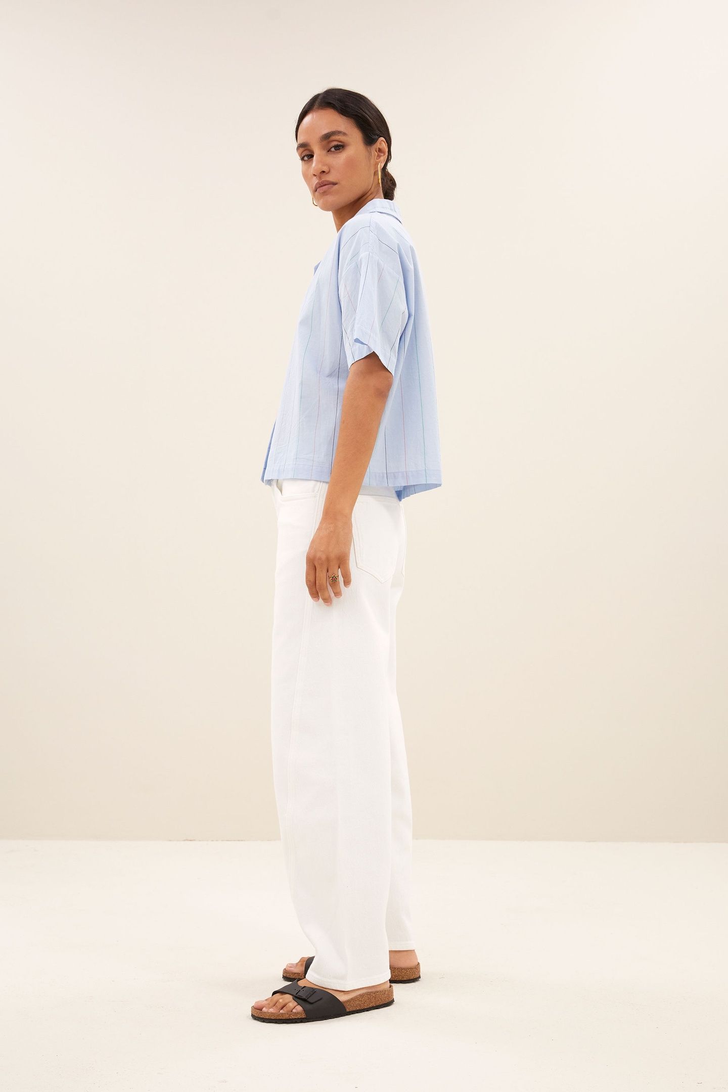 JAKE STRIPE CHAMBRAY BLOUSE LIGHT BLUE STRIPE 6