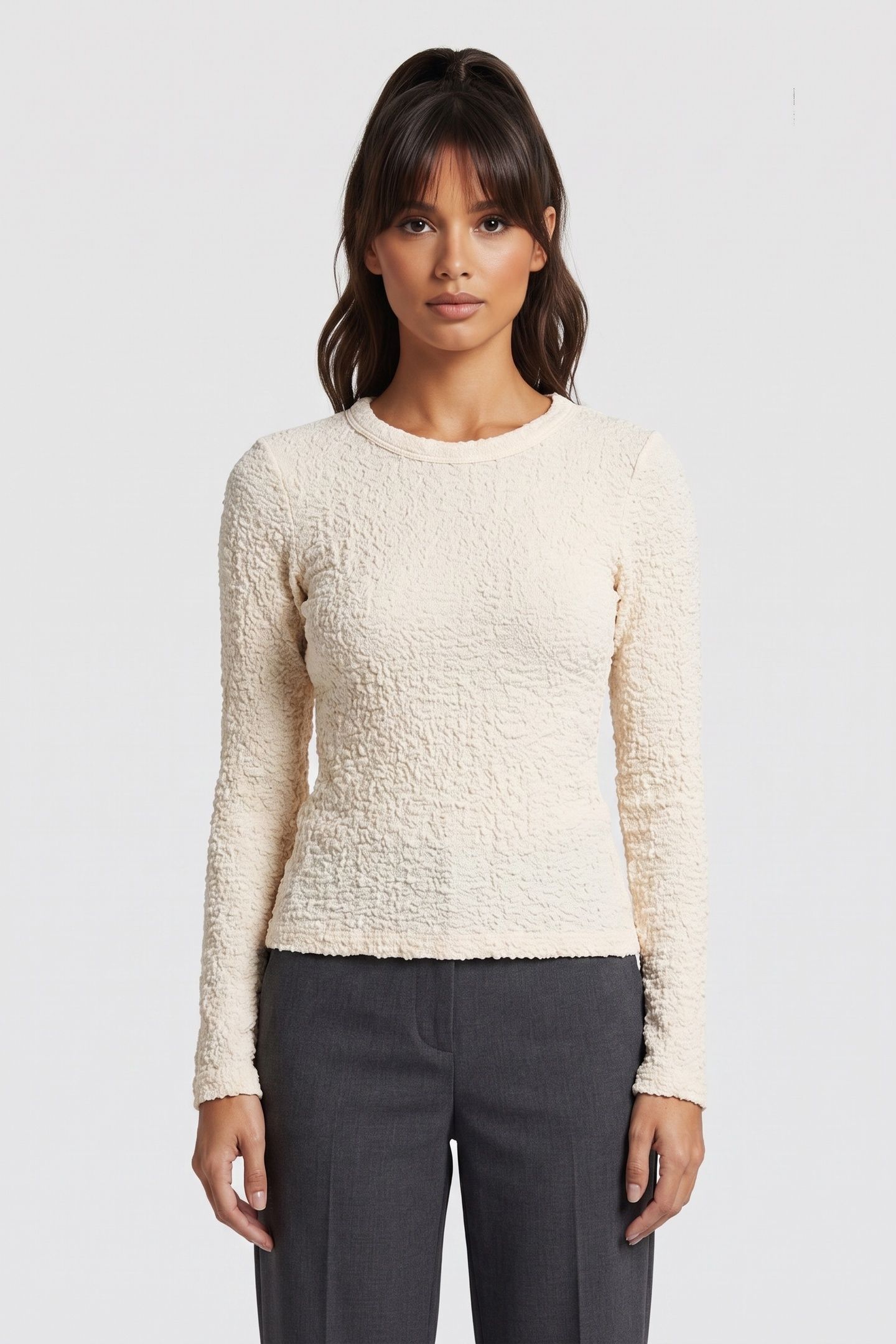 IVA CRINCLE TOP BEIGE 1