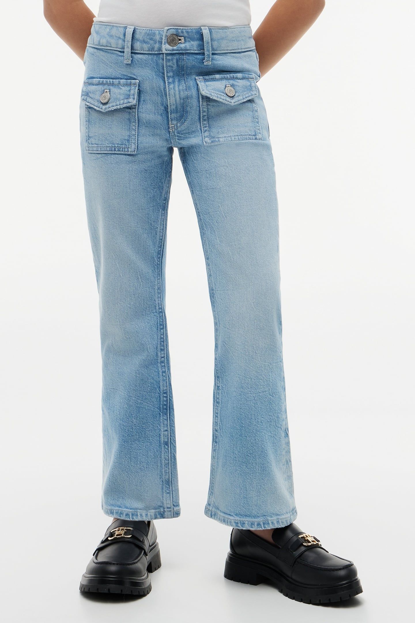 GIRLS FLARE PATCH POCKETS DENIM LIGHT 2