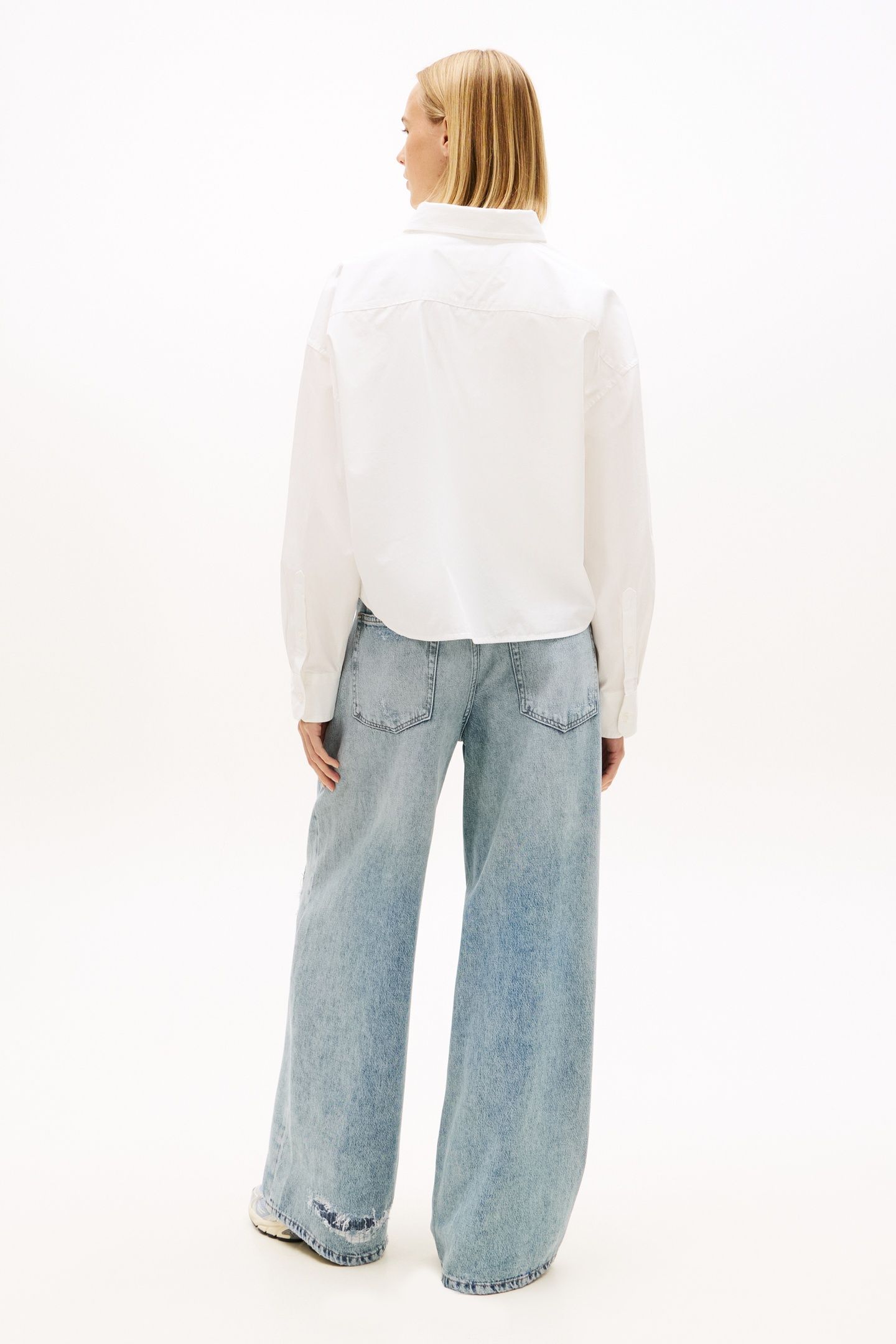 RELAXED FIT CROPPED POPLIN SHIRT ECRU 2