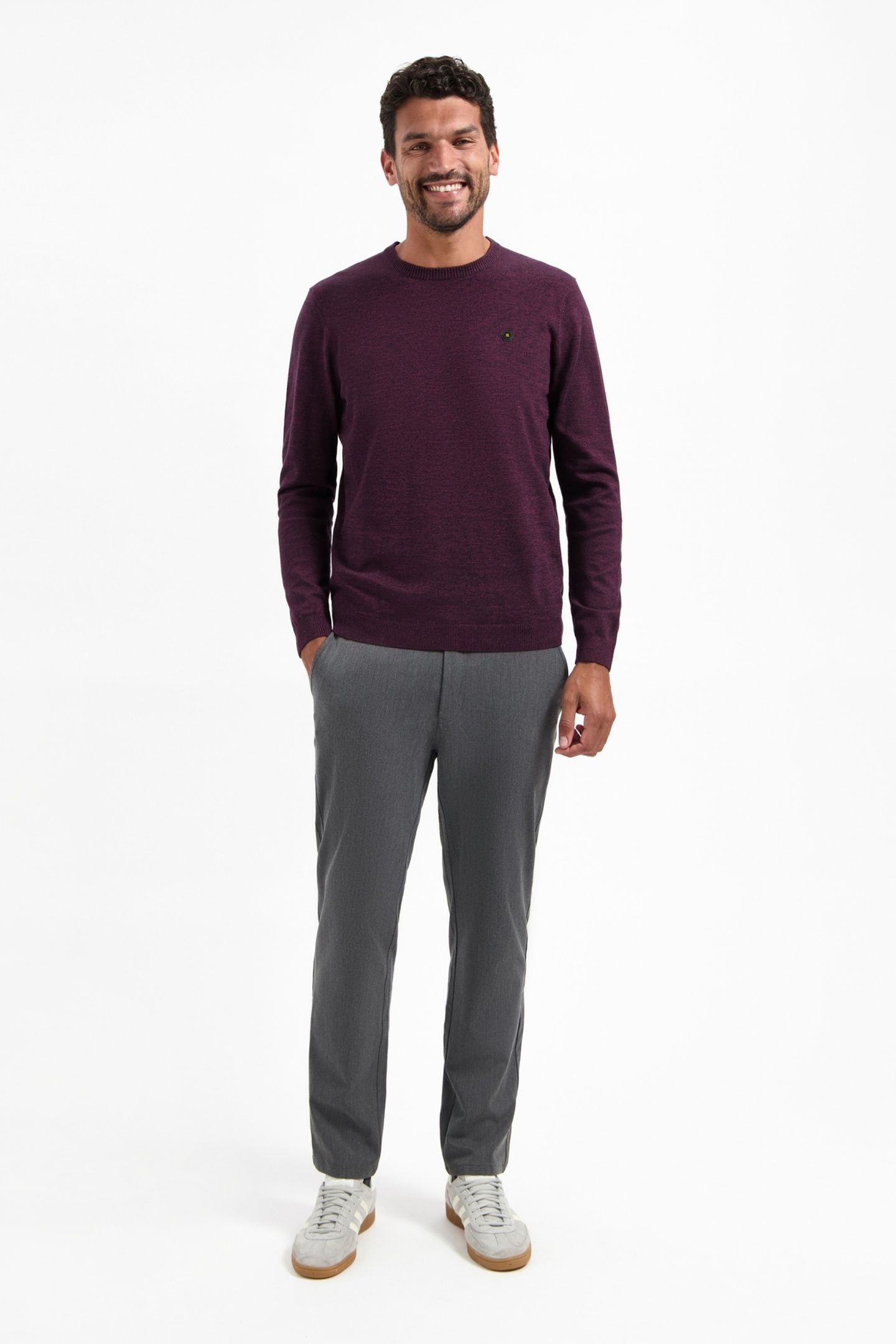 PULLOVER CREWNECK 2 COLOURED MELANGE DARK WINE 2