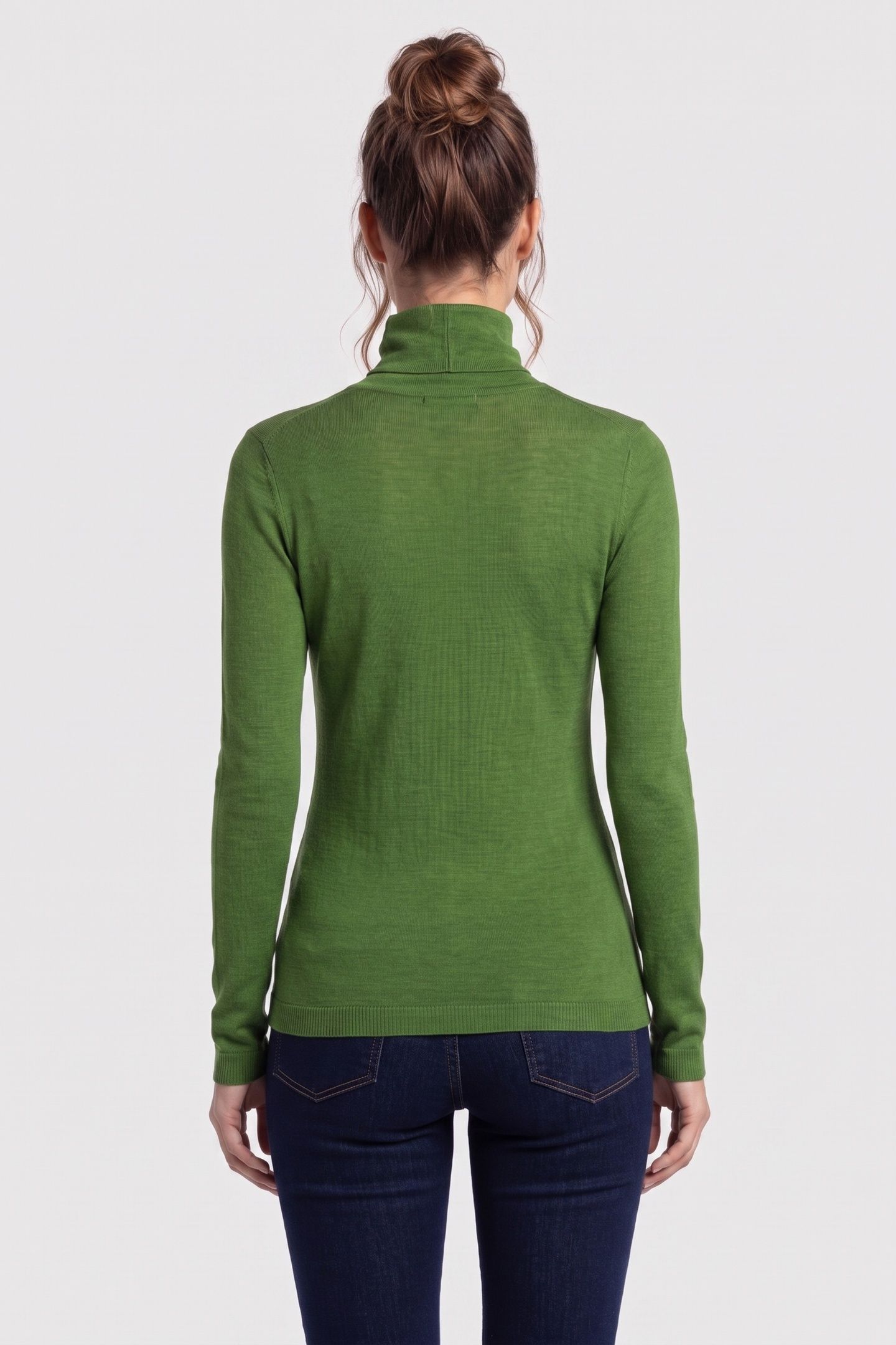 MALENA WOOL RIB TURTLENECK GREEN 2