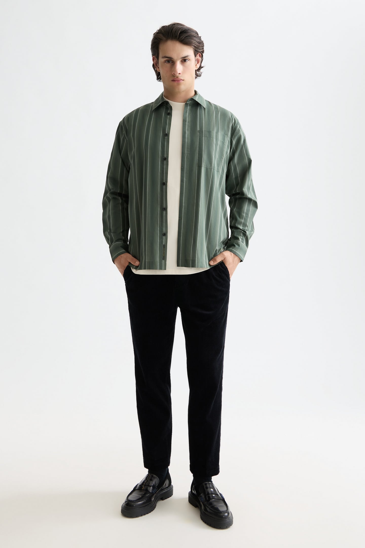 SHADOW-STRIPE RELAXED-FIT SHIRT THYME SHADOW STRIPE 1