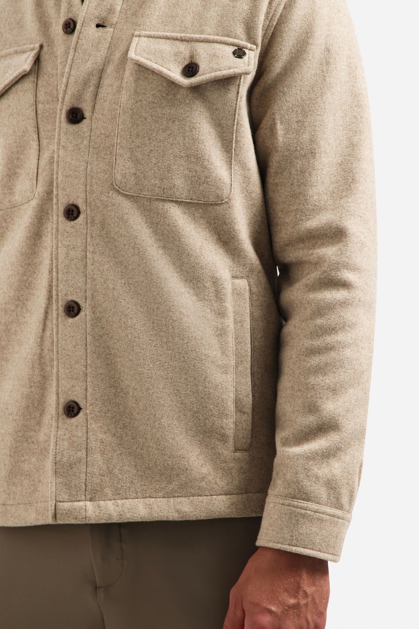 OVERSHIRT BUTTON CLOSURE MELANGE KHAKI 7