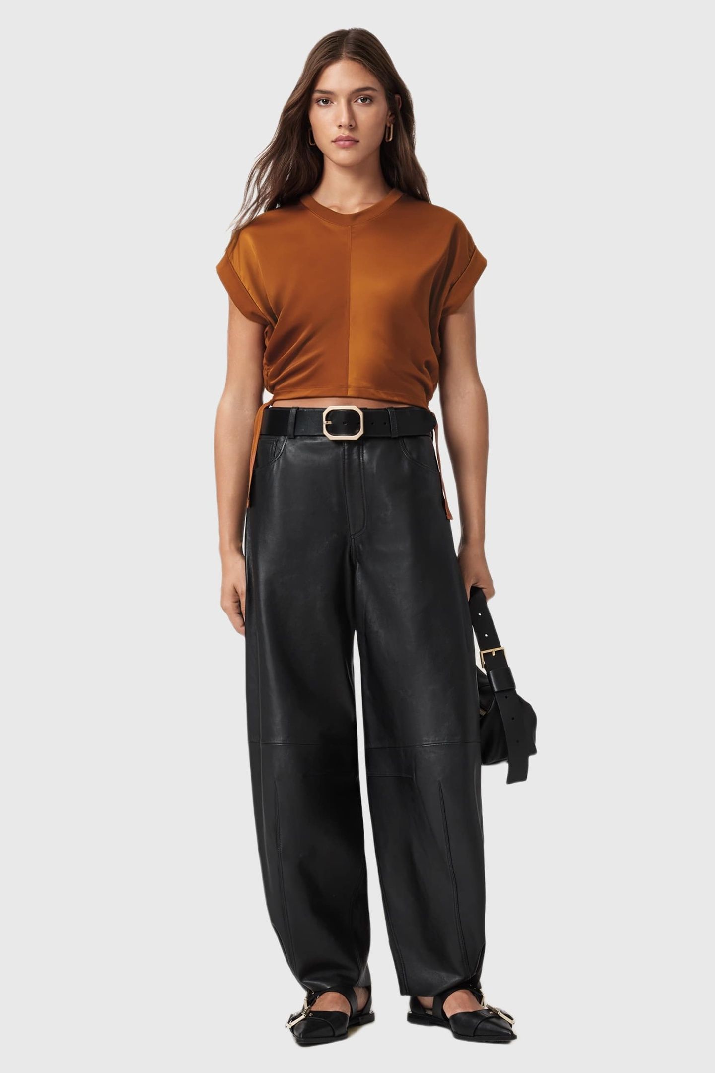 MIRA SATIN TEE RUST BROWN 3