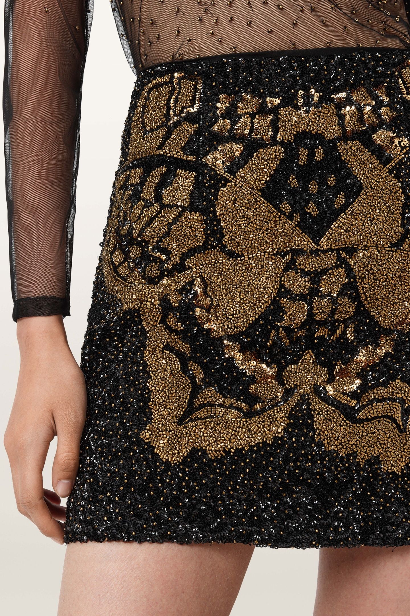 JAMILIA EMB SKIRT BLACK/GOLD 4