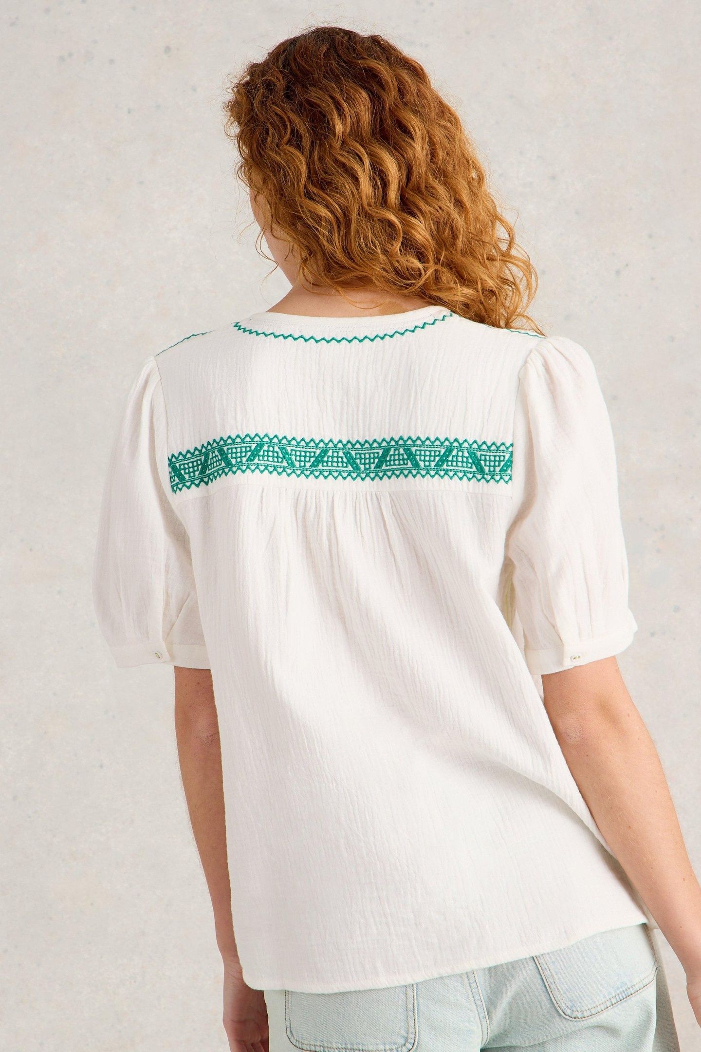 GIANNA DOUBLE CLOTH TOP WHITE MULTI 3