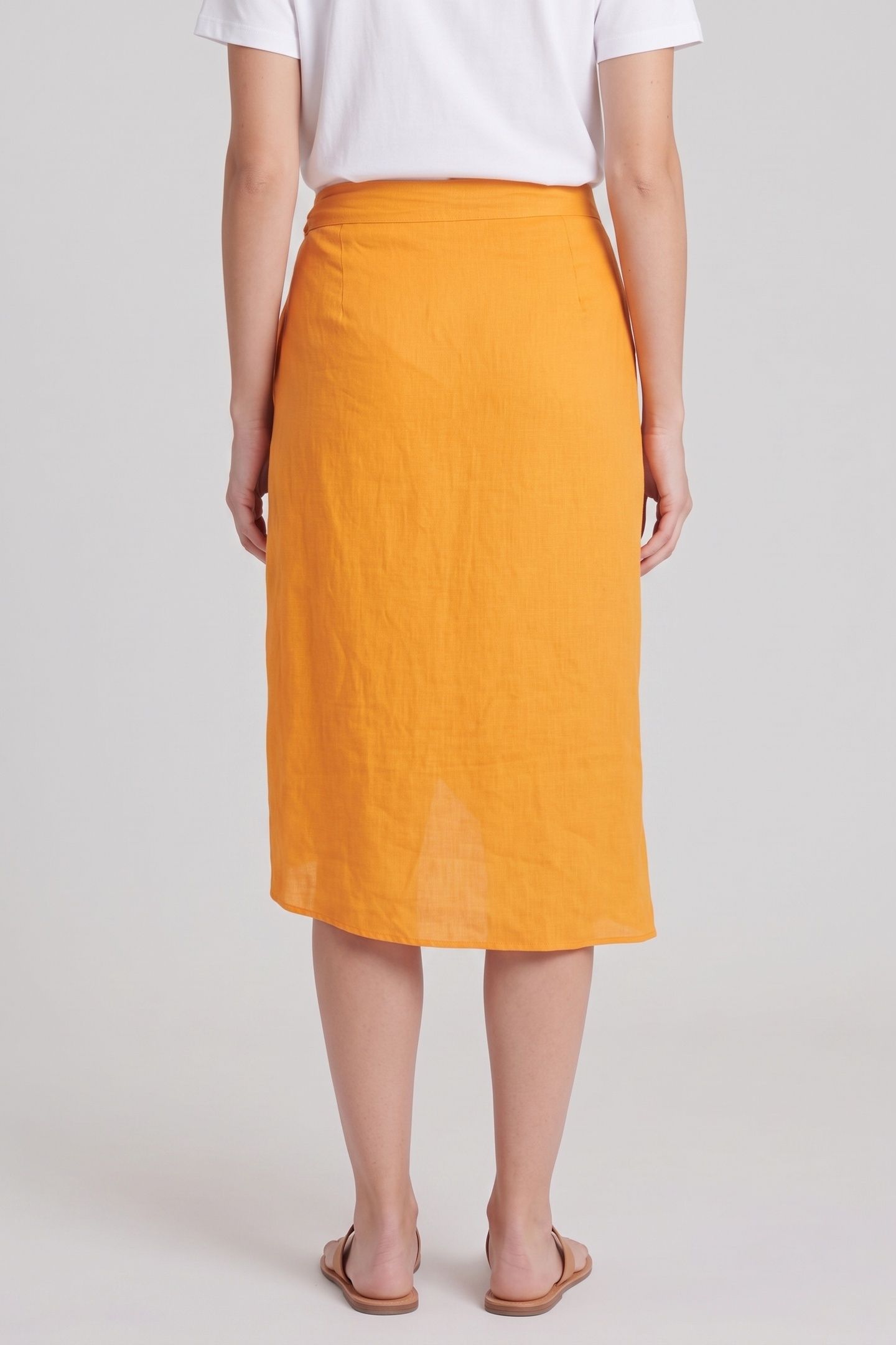 LIMA WRAP LINEN SKIRT ORANGE 2