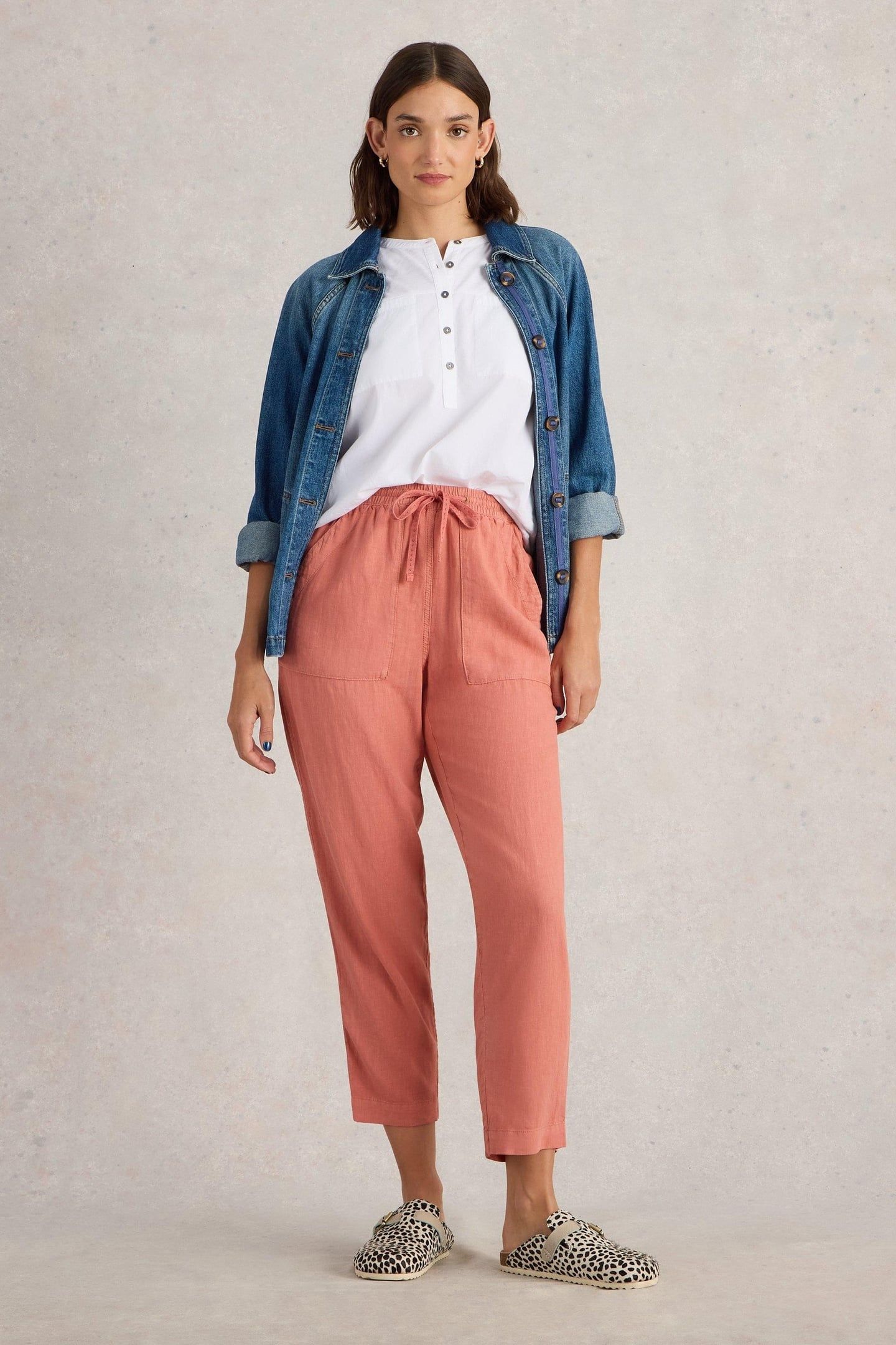 ELLE LINEN BLEND TROUSER MID RED 1