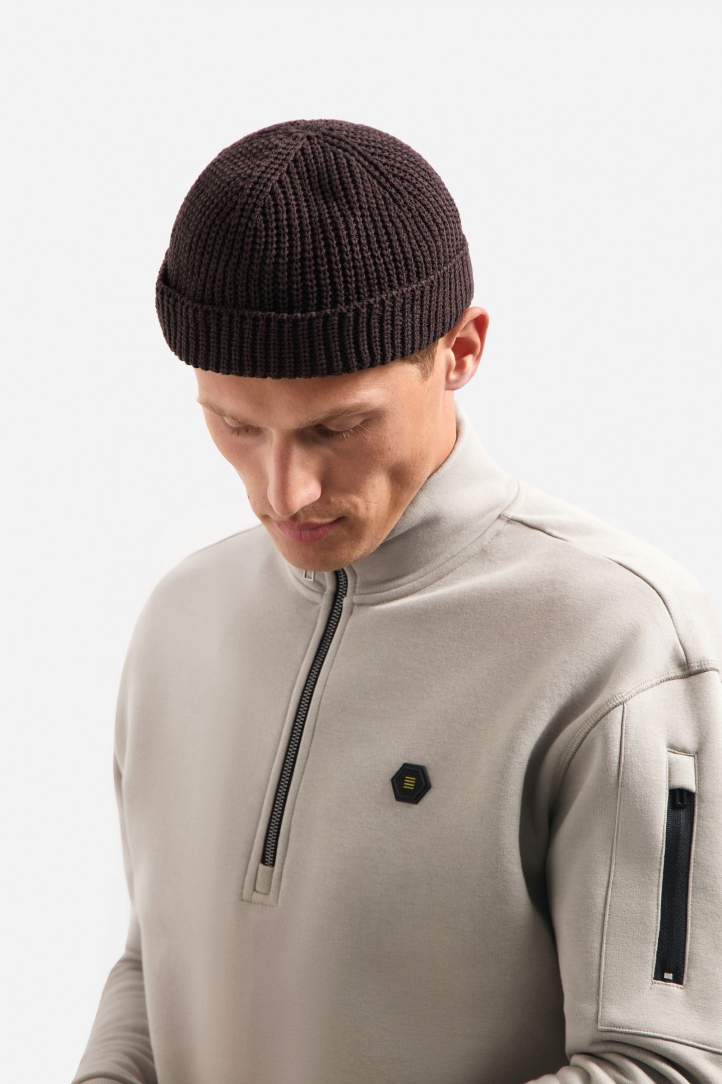 SWEATER HALF ZIP BRUSHED CLAY 7