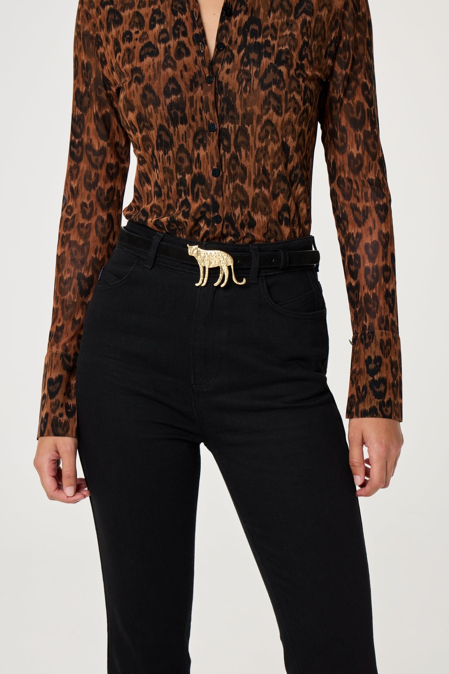 LEOPARD BUCKLE BELT BLACK 2
