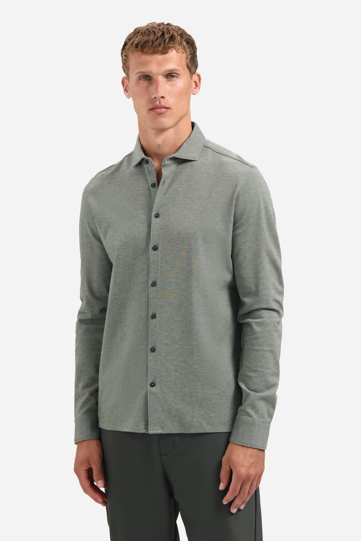 SHIRT JERSEY MELANGE STRETCH DARK GREEN 2
