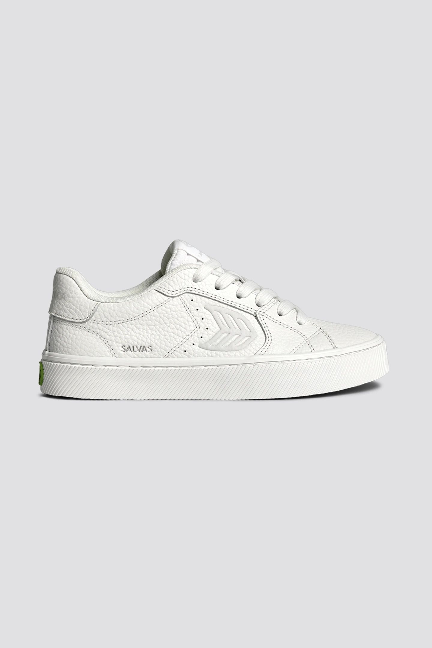 SALVAS PEBBLED LEATHER WHITE ICE LOGO 3
