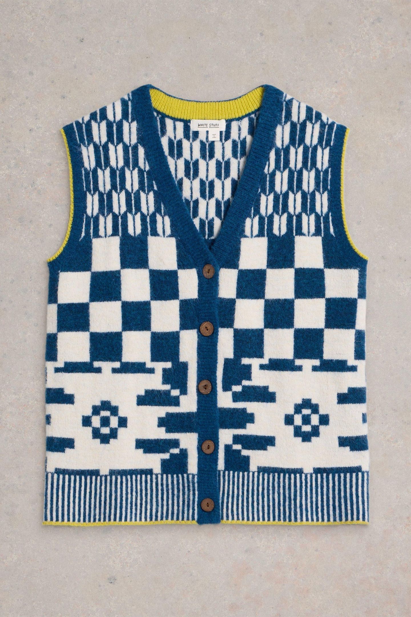 GEO MIX BUTTON TANK BLUE MULTI 4