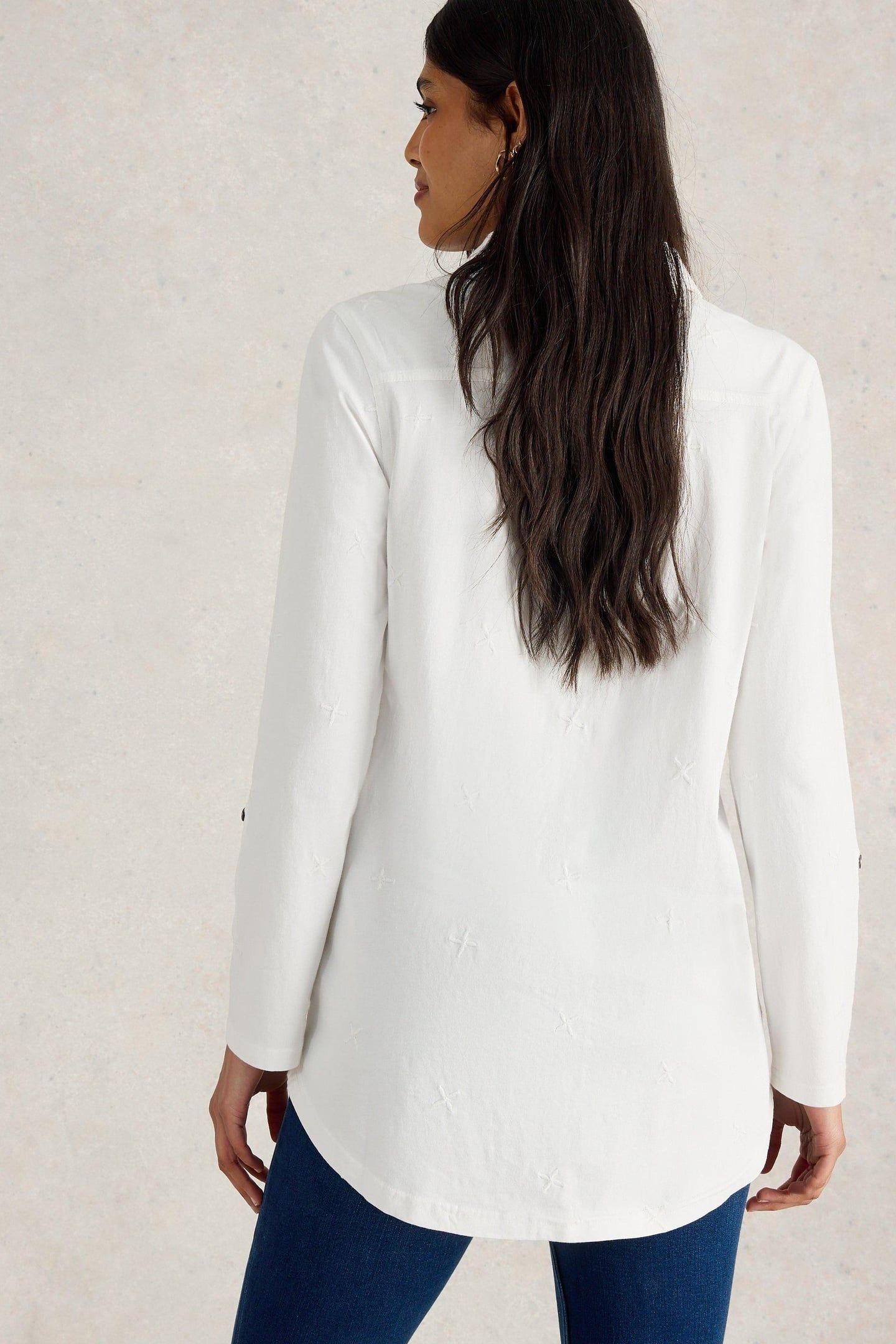 ANNIE EMB LONGLINE SHIRT BRILLIANT WHITE 3