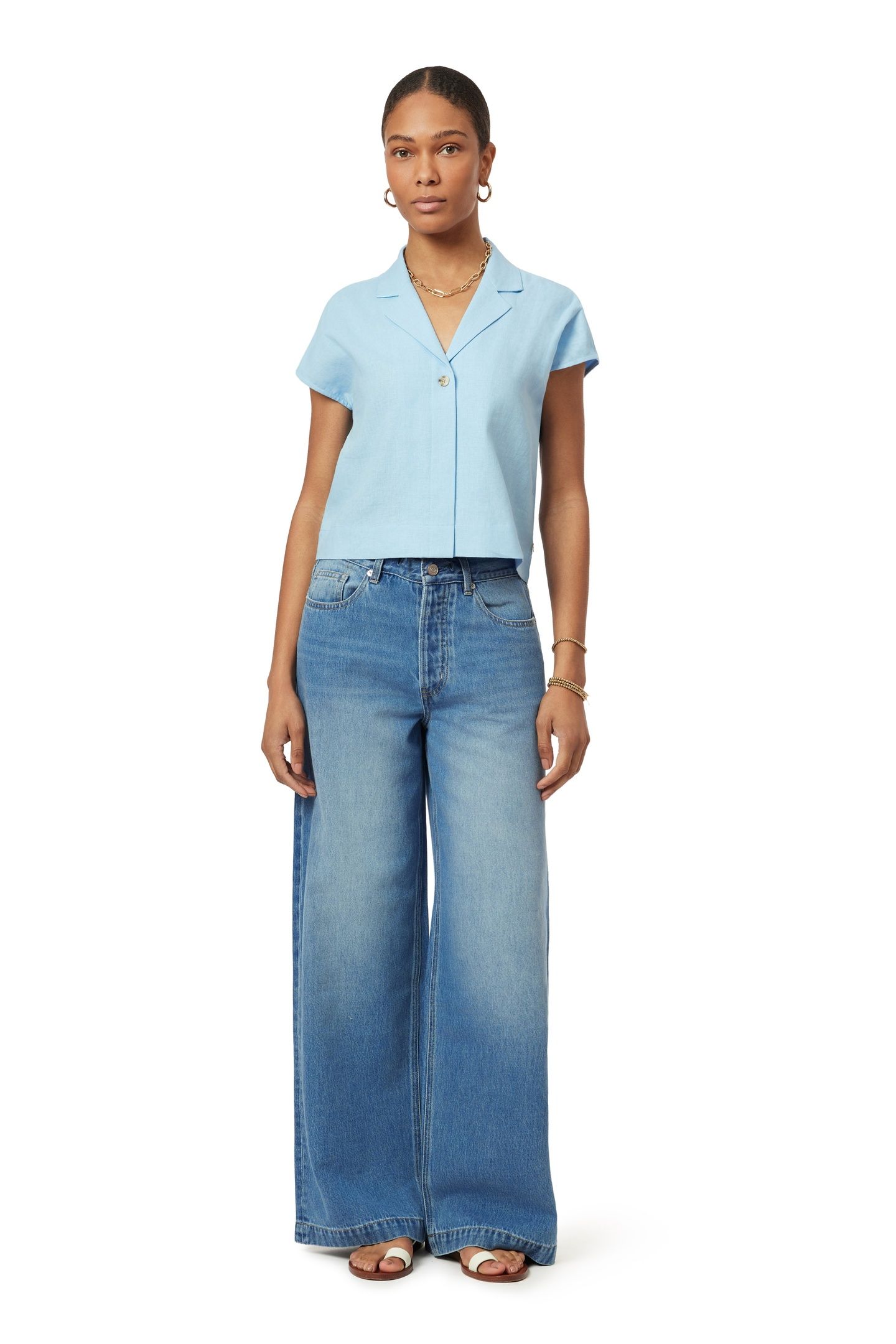 LADIES LOOSE DOLMAN SLEEVE TOP CERULEAN 2
