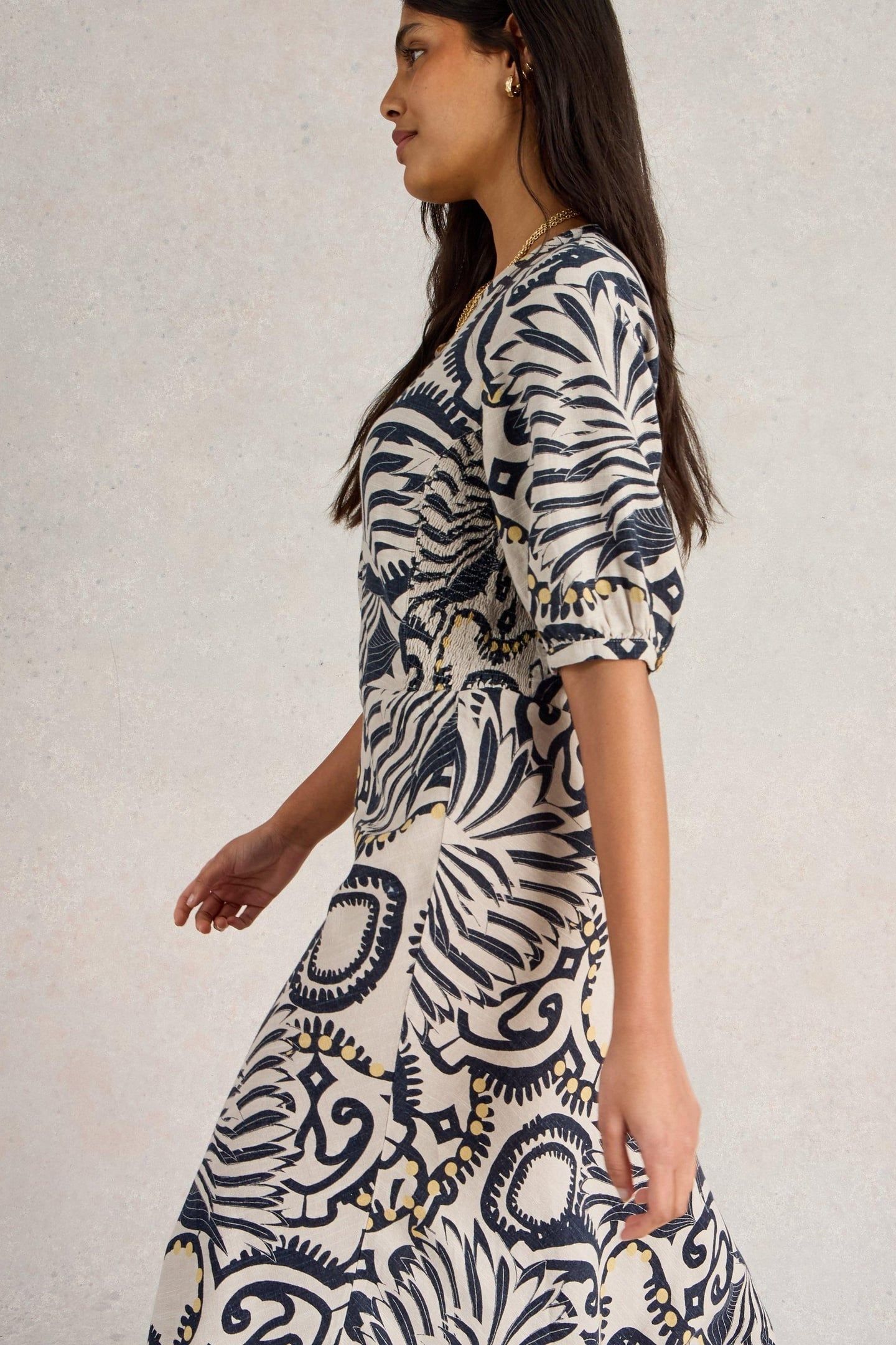 BECCA BIAS CUT DRESS NATURAL PRINT 3