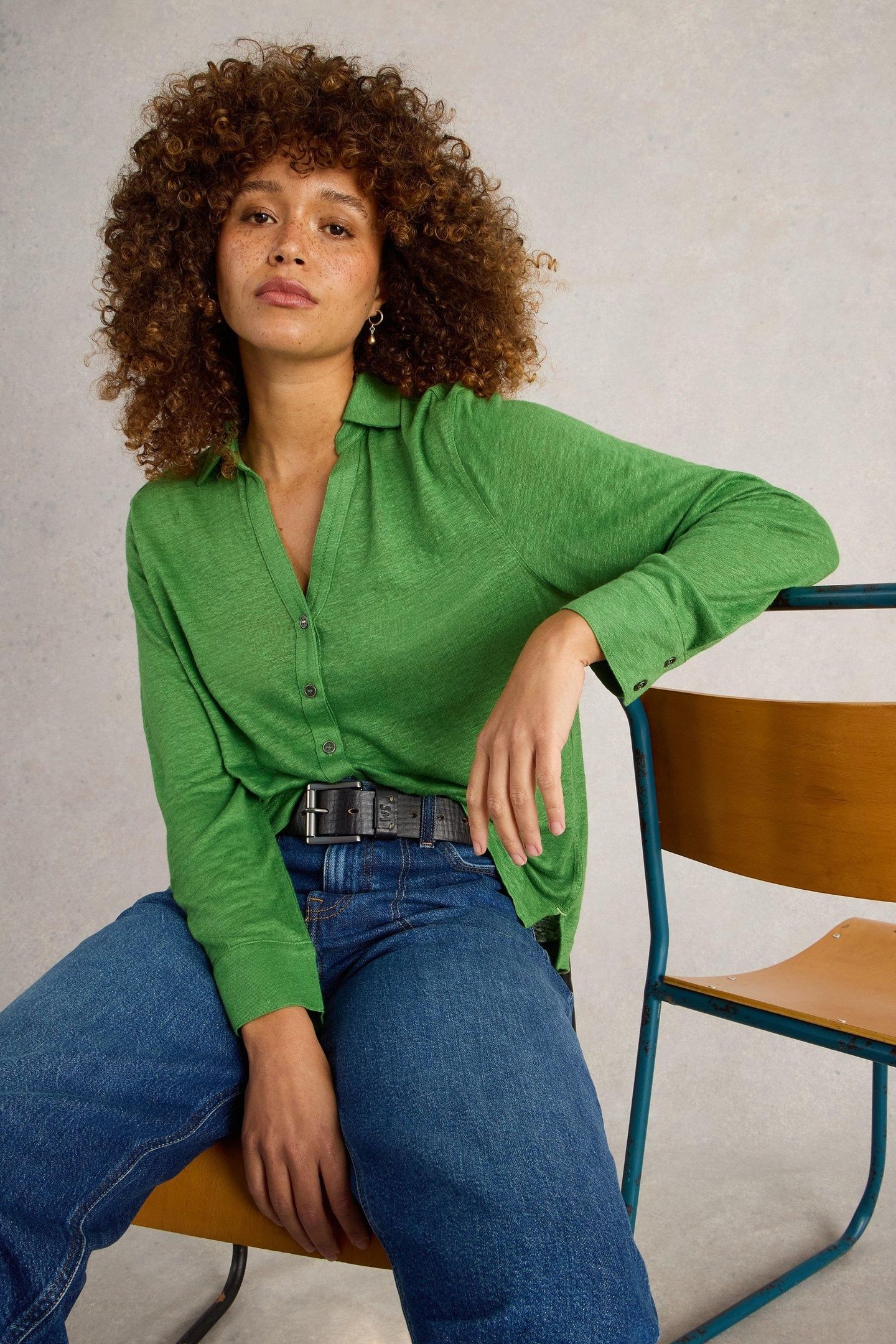 CHARLIE LINEN SHIRT MID GREEN 7