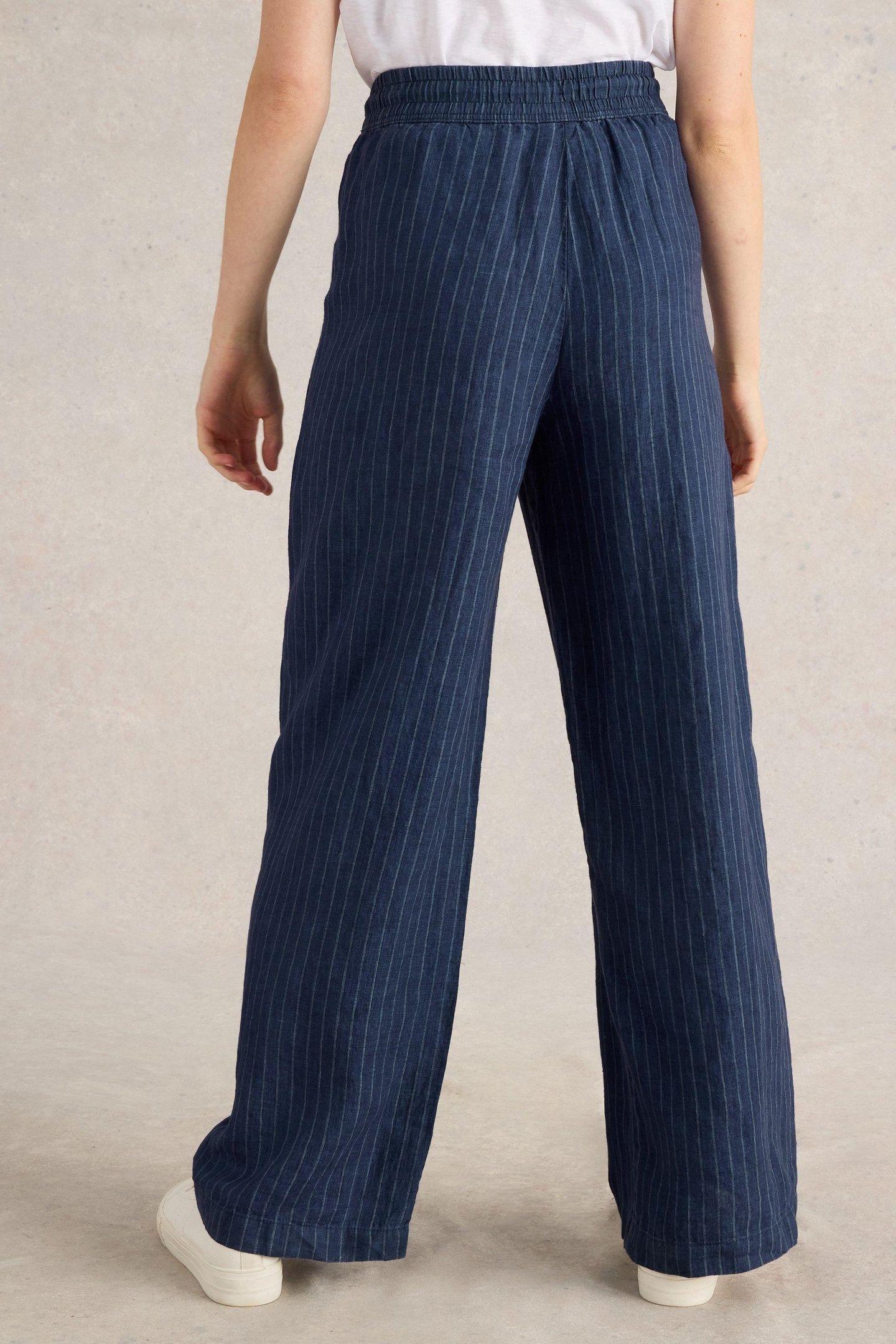 BELLE LINEN WIDE LEG TROUSER NAVY MULTI 3