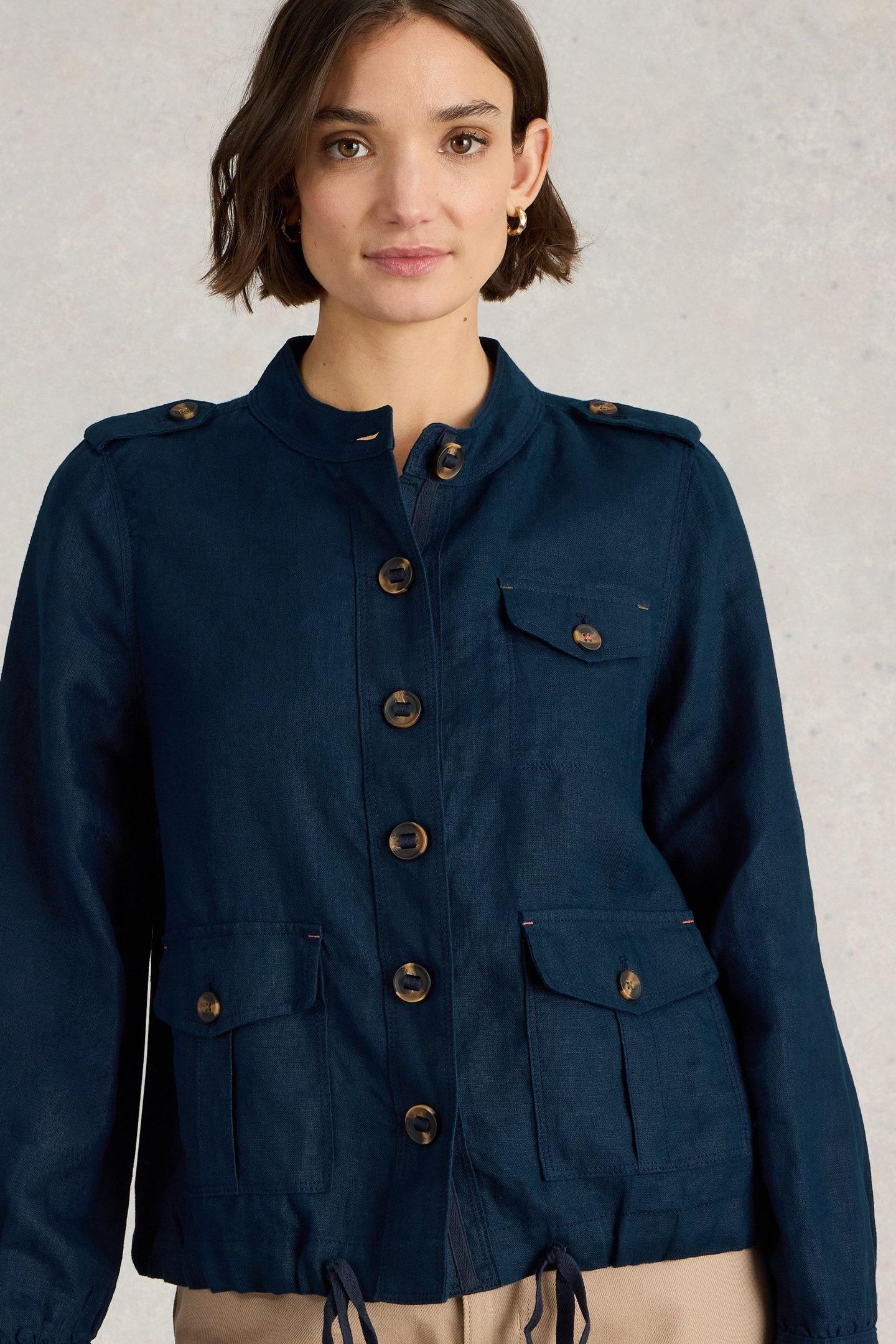DEMI UTILITY LINEN JACKET DARK NAVY 1