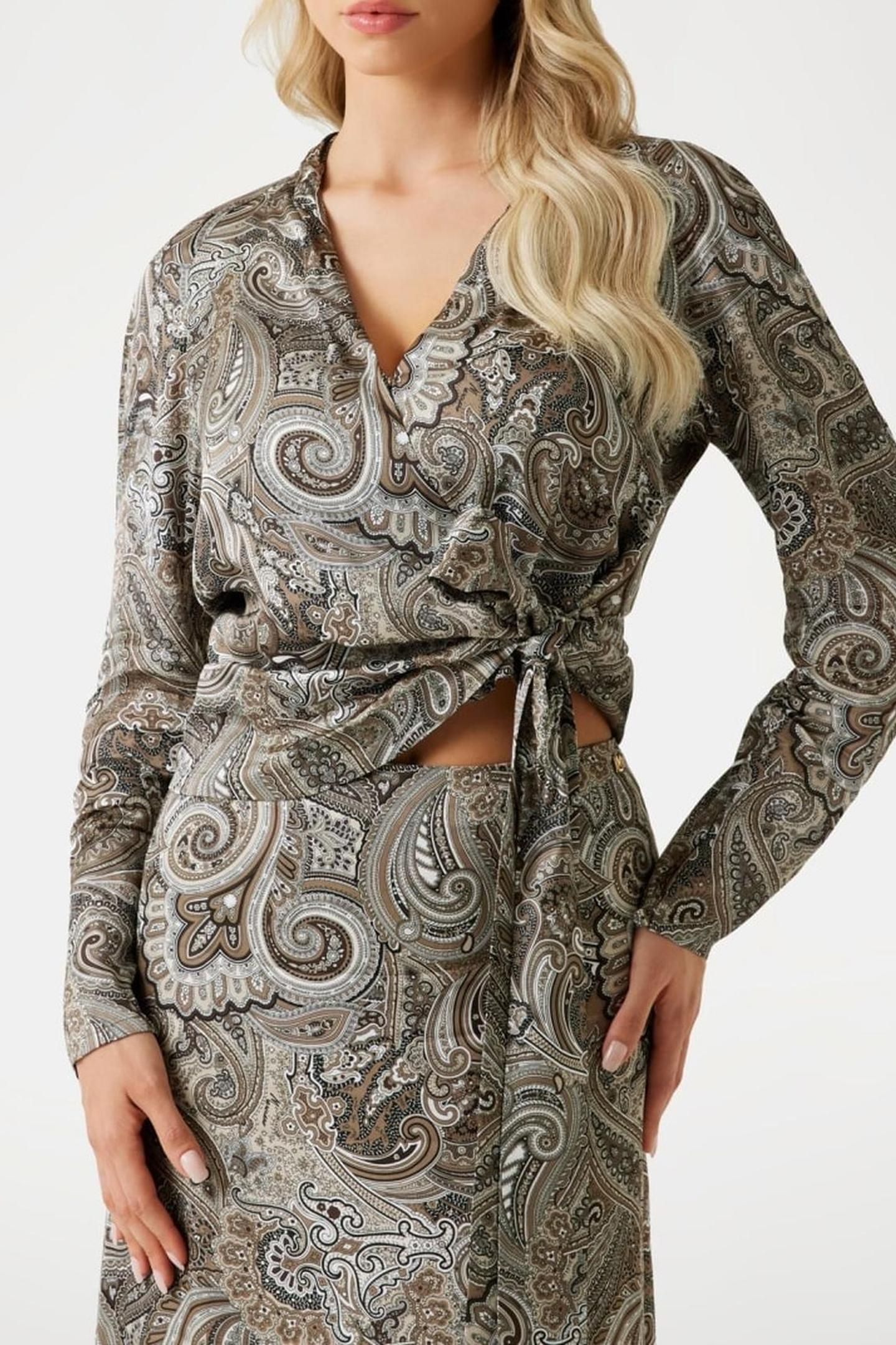 ALANIS WRAP LS BLOUS FLORAL PAISLEY TAUPE 9