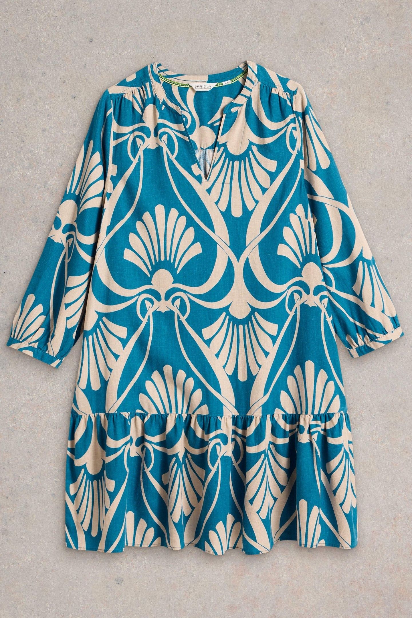 OTTO LINEN BLEND DRESS BLUE PRINT 3