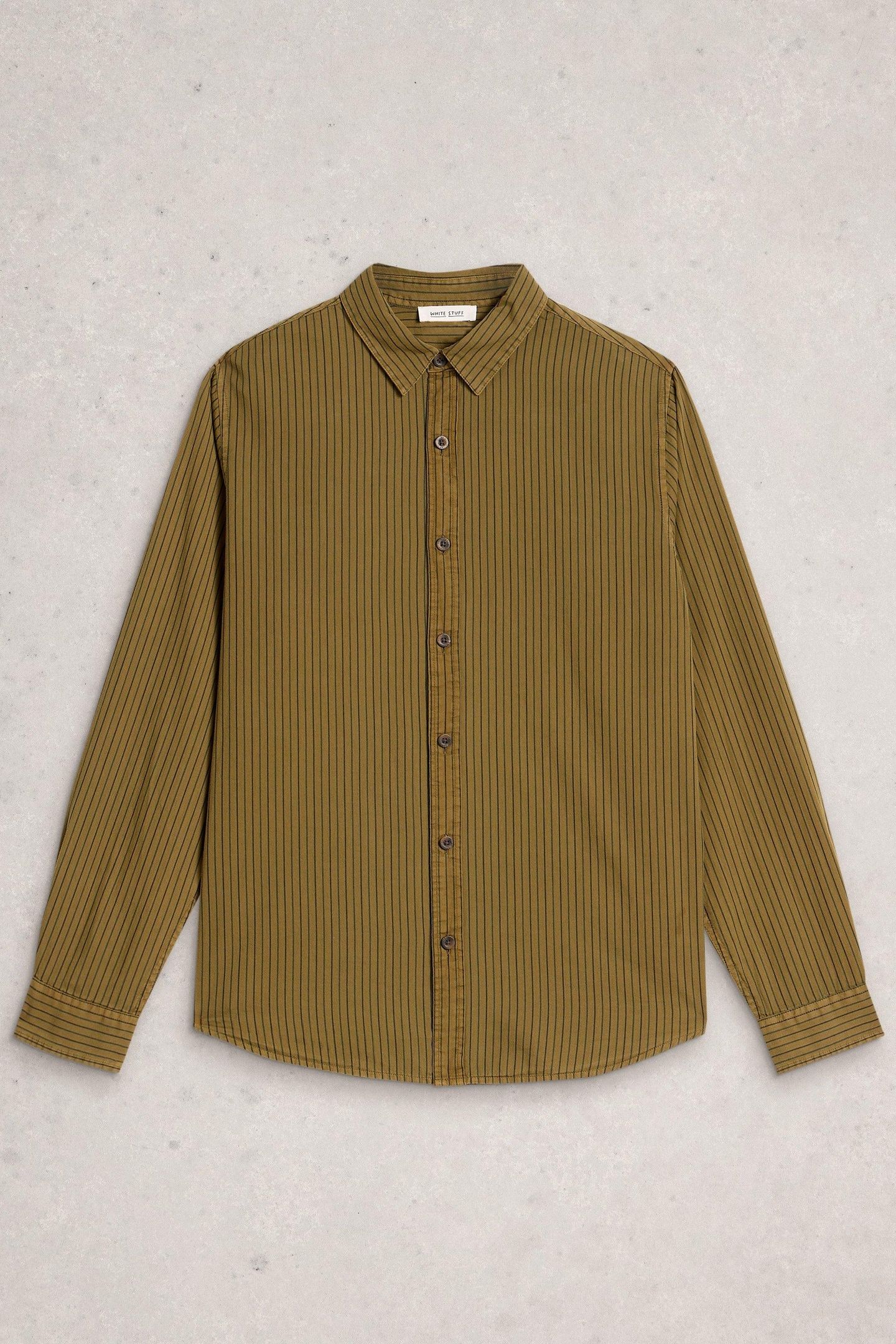 STRIPE TWILL SHIRT KHAKI GREEN 1