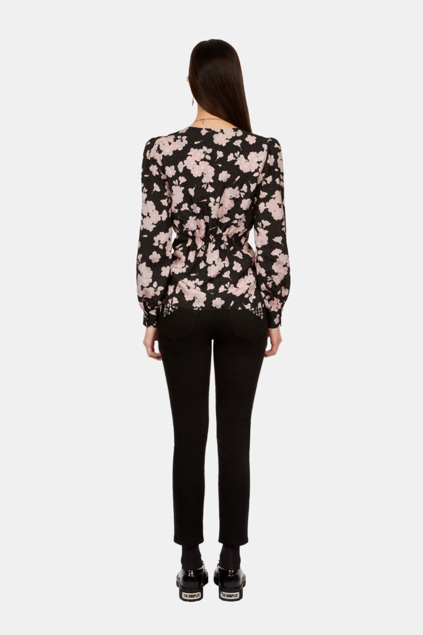 JACQUARD LONG SLEEVE TOP BLACK/PINK 2